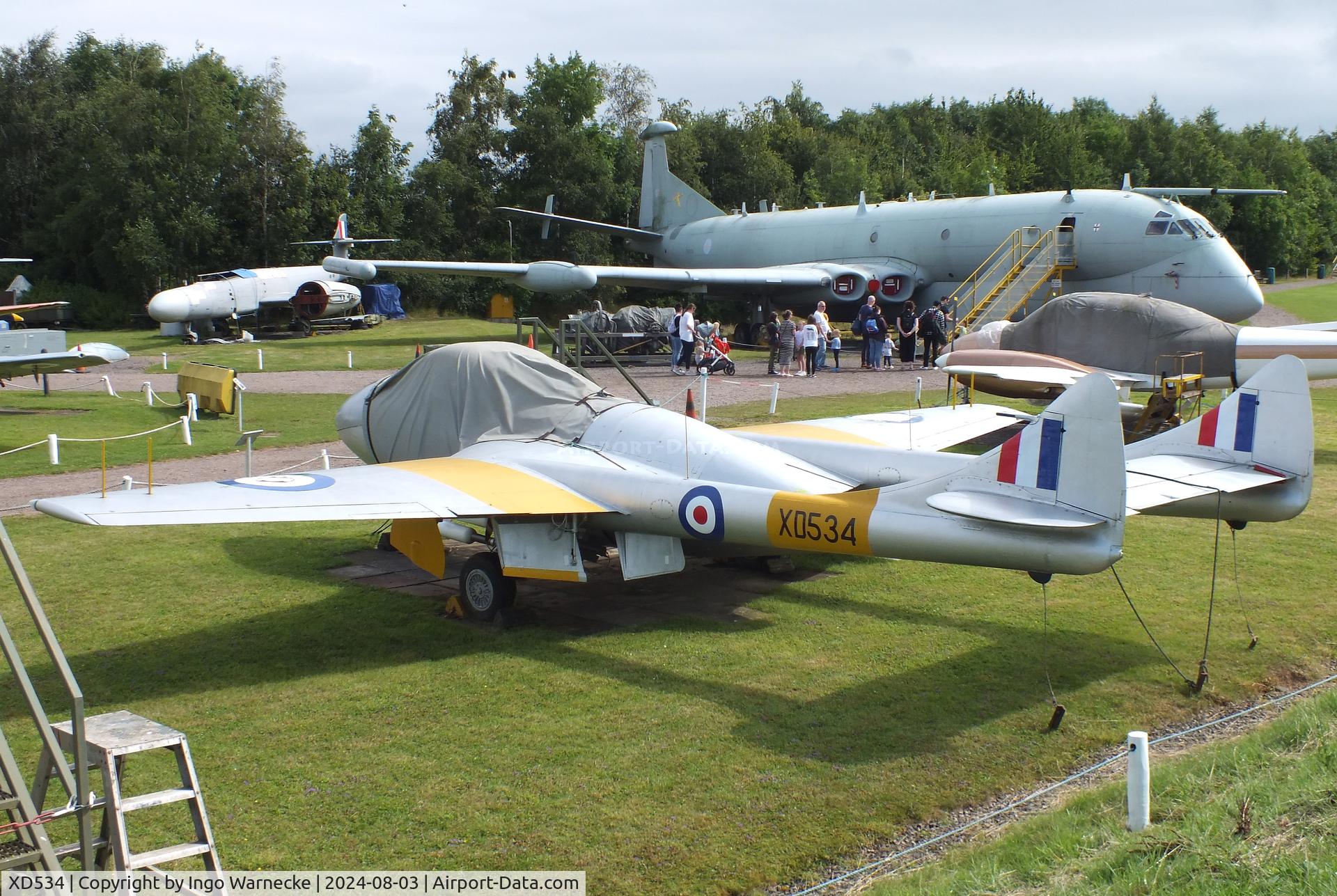 XD534, 1954 De Havilland Vampire T11 C/N 15279, De Havilland D.H.115 Vampire T11 at the East Midlands Aeropark, Castle Donington