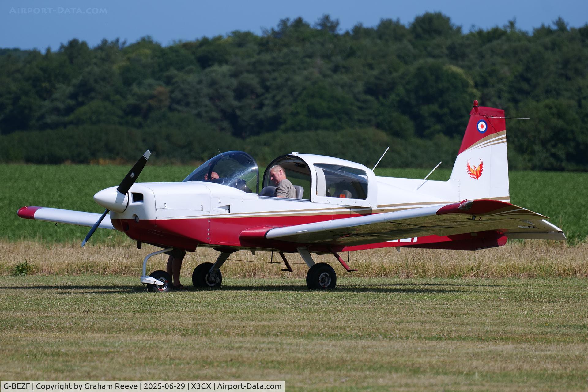 G-BEZF, 1974 Grumman American AA-5 Traveler C/N AA5-0538, Parked at Northrepps.