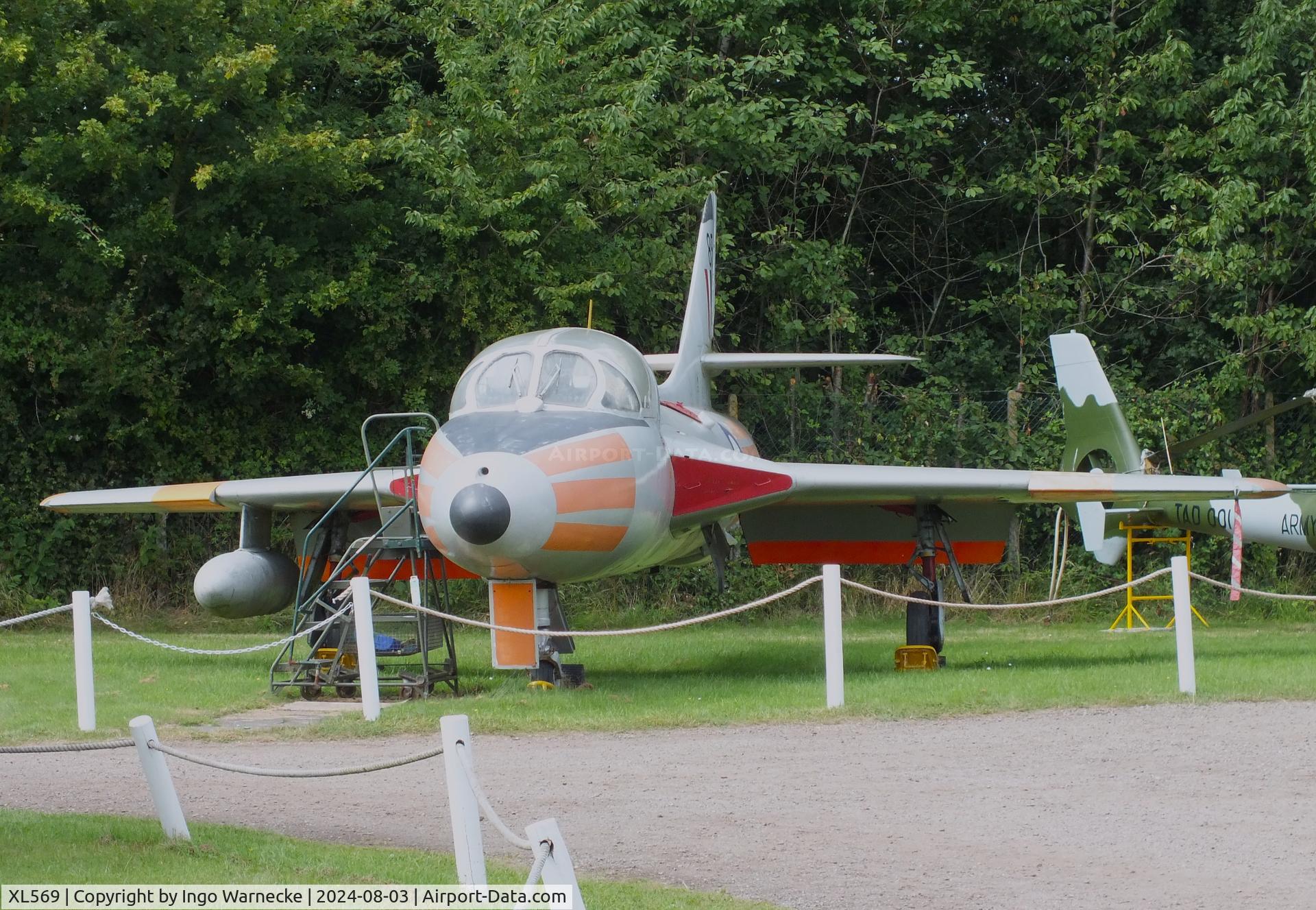XL569, 1958 Hawker Hunter T.7 C/N 41H/693720, Hawker Hunter T7 at the East Midlands Aeropark, Castle Donington