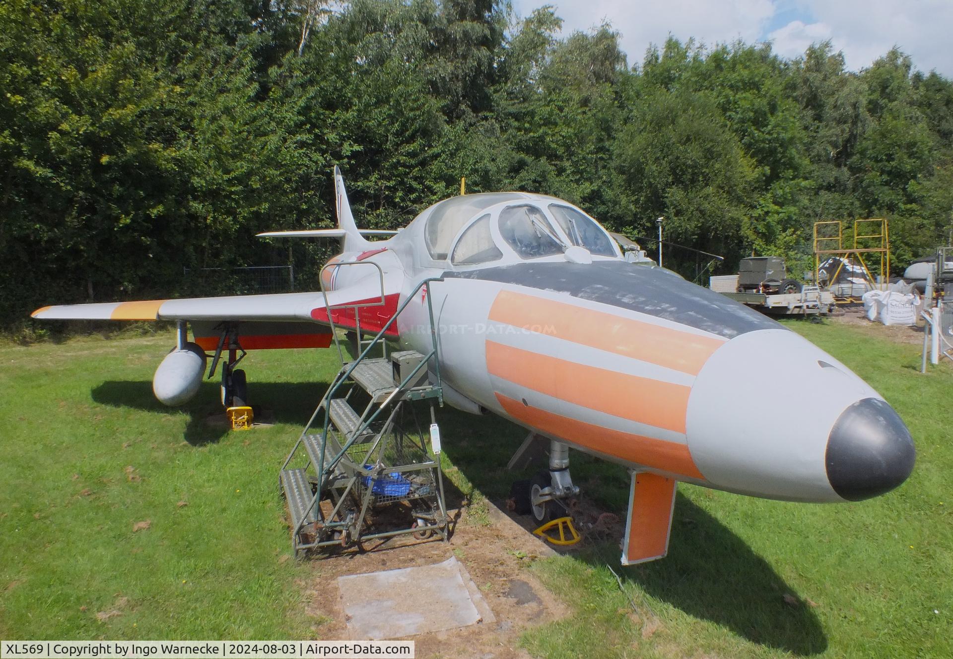 XL569, 1958 Hawker Hunter T.7 C/N 41H/693720, Hawker Hunter T7 at the East Midlands Aeropark, Castle Donington