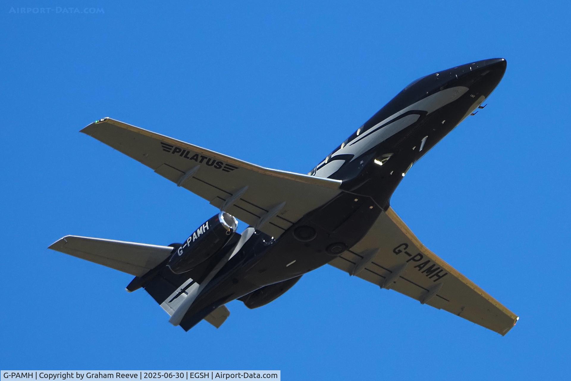 G-PAMH, 2021 Pilatus PC-24 C/N 241, Departing from Norwich.