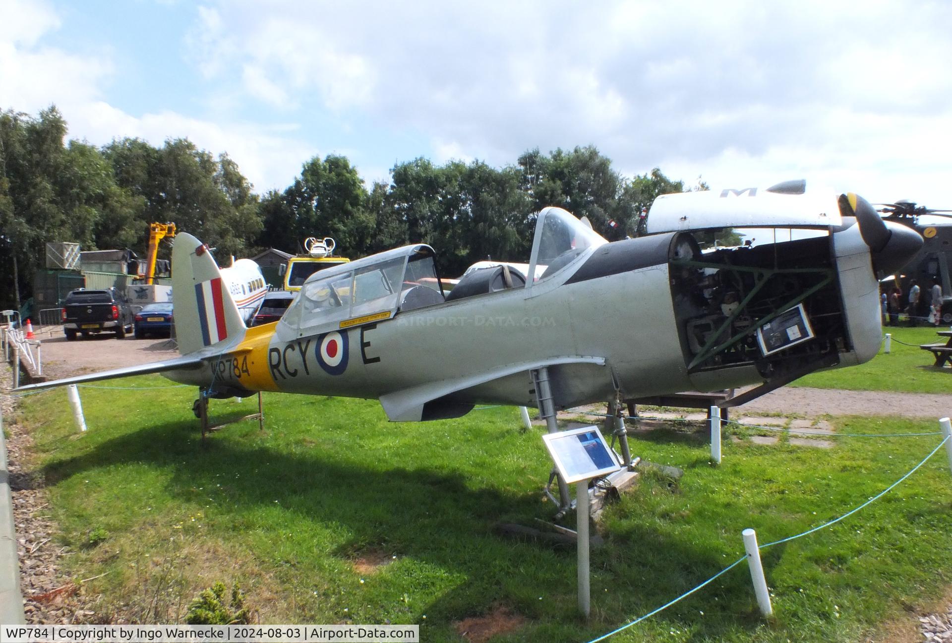 WP784, 1952 De Havilland Chipmunk T10 C/N C1/0674, De Havilland DHC-1 Chipmunk T10 (minus wings) at the East Midlands Aeropark, Castle Donington