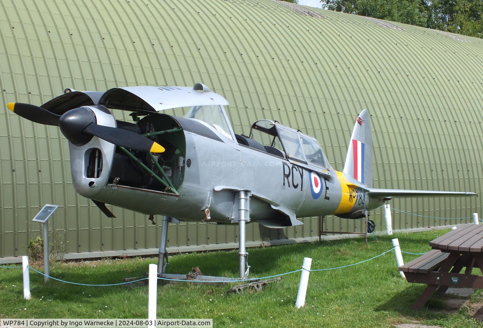 WP784, 1952 De Havilland Chipmunk T10 C/N C1/0674, De Havilland DHC-1 Chipmunk T10 (minus wings) at the East Midlands Aeropark, Castle Donington