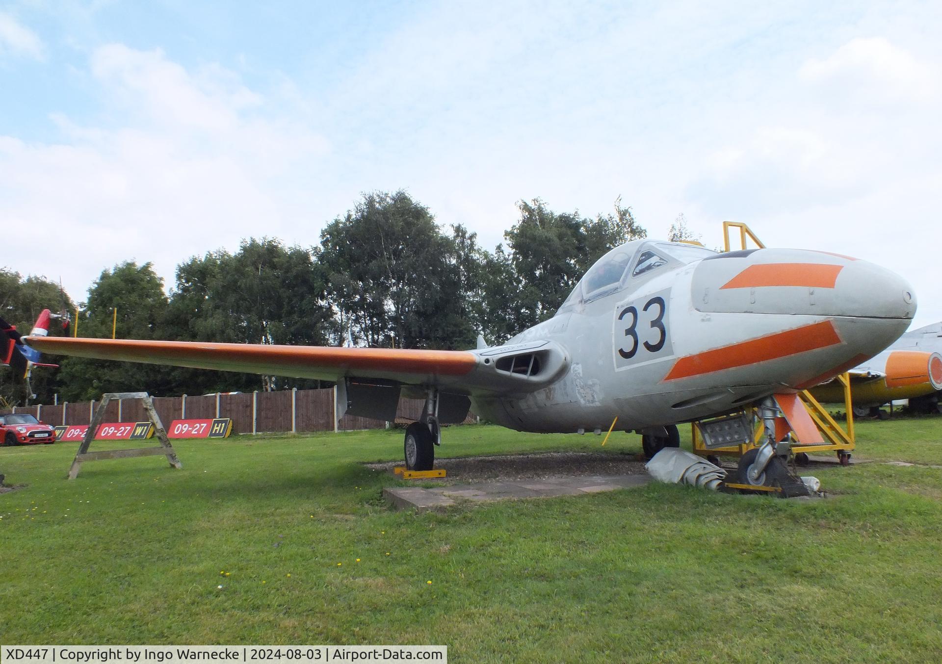 XD447, 1954 De Havilland DH.115 Vampire T.11 C/N 15384, De Havilland D.H.115 Vampire T11 at the East Midlands Aeropark, Castle Donington