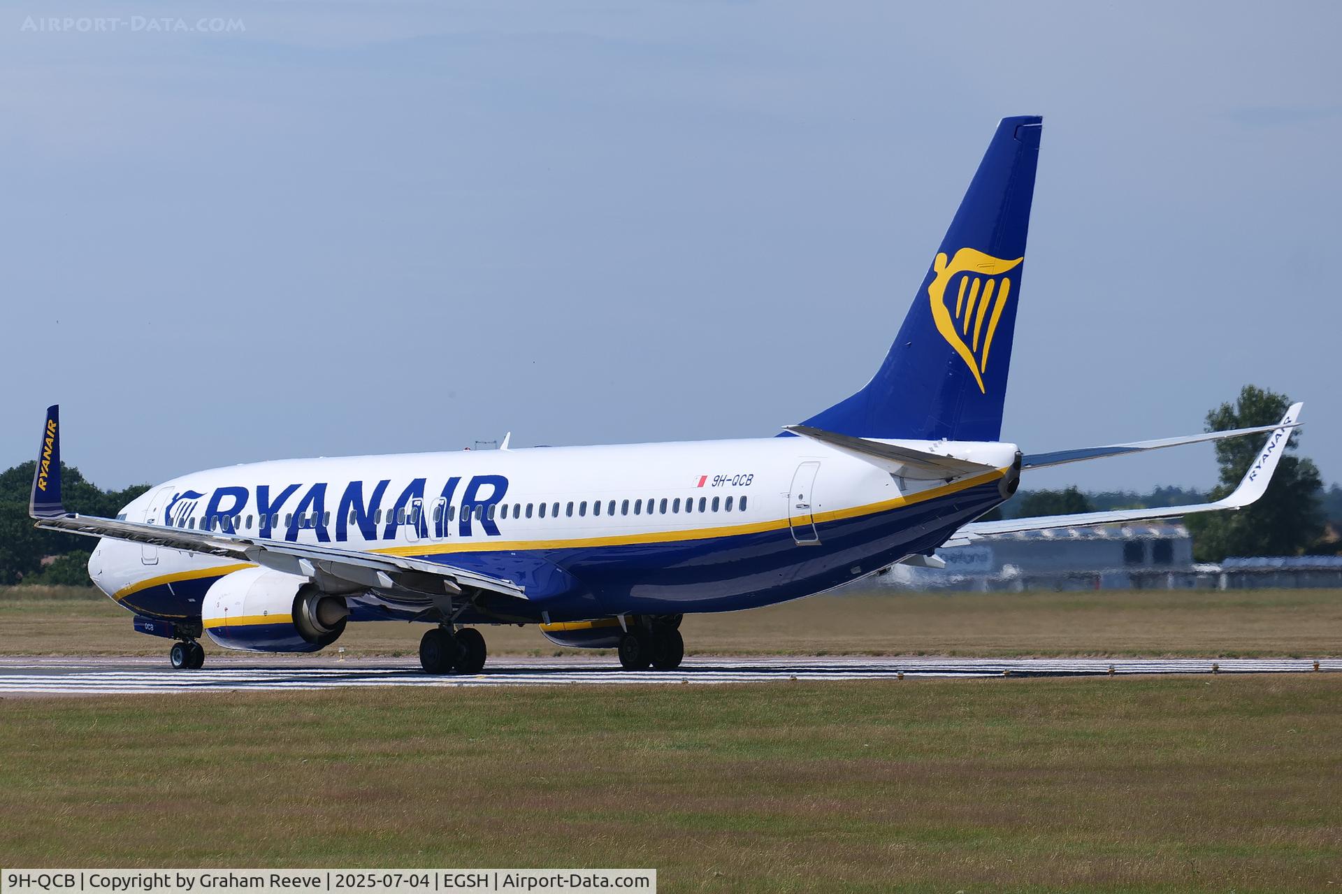 9H-QCB, 2016 Boeing 737-8AS C/N 44723, Departing from Norwich.