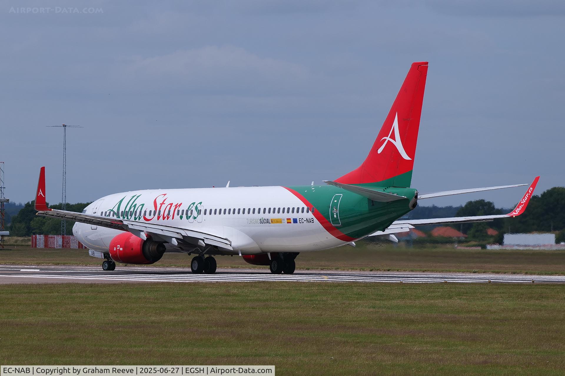 EC-NAB, 2000 Boeing 737-81Q C/N 29051, Departing from Norwich.