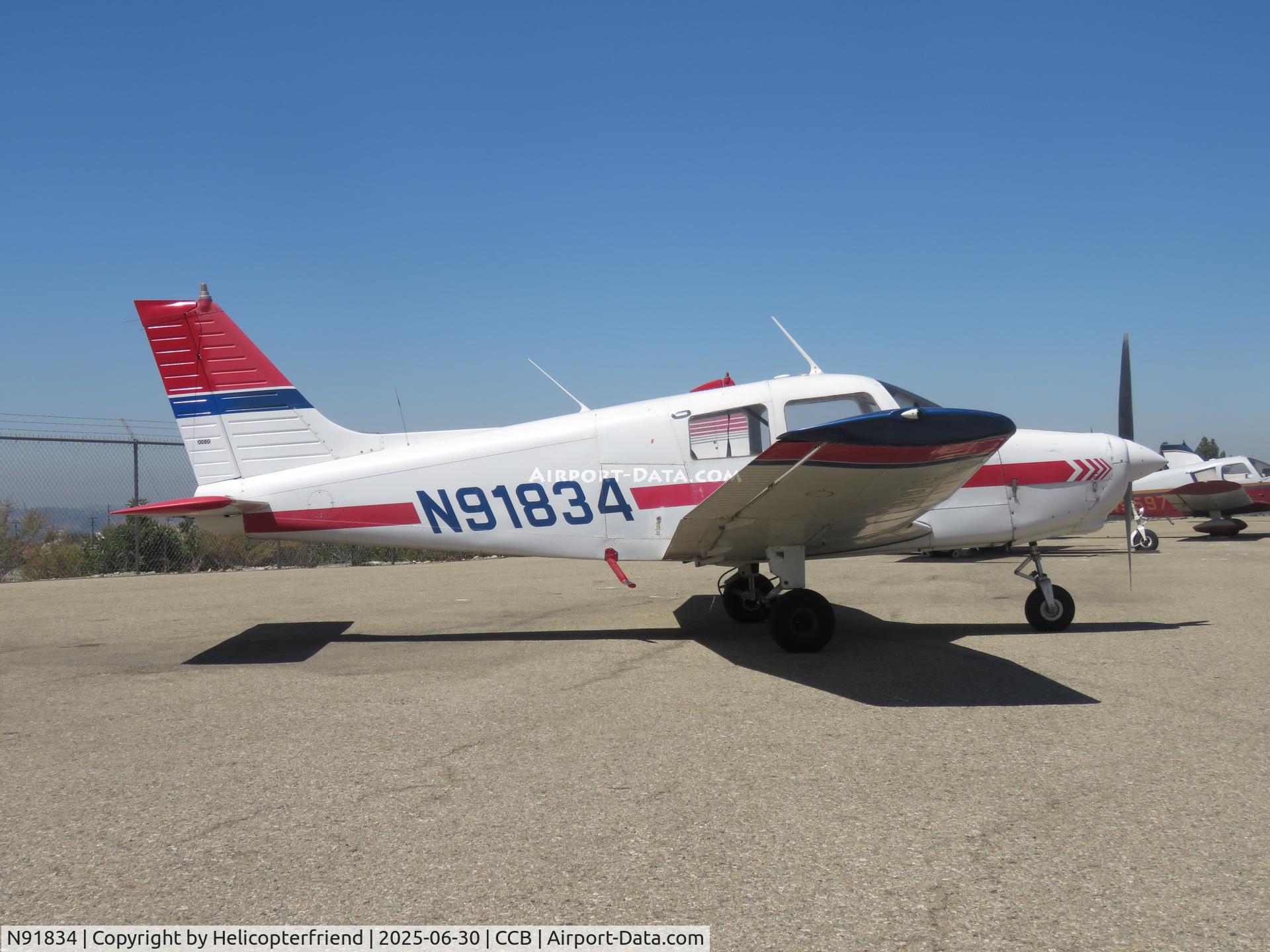 N91834, 1989 Piper PA-28-161 Cadet C/N 2841141, Parked by south fence