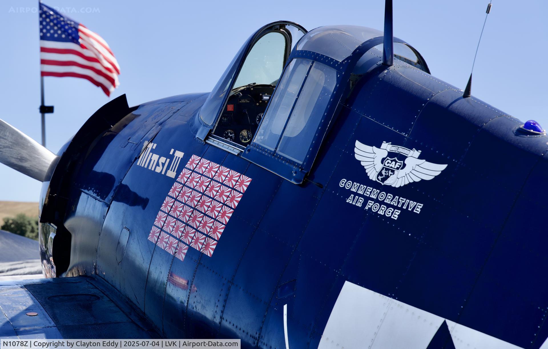 N1078Z, 1963 Grumman F6F-5 Hellcat C/N 27354801-66, 4th July Livermore airport in California 2025