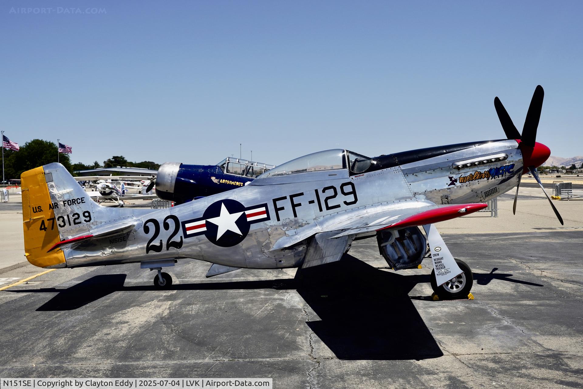 N151SE, 1944 North American P-51D Mustang C/N 122-39588 (44-73129), 4th July Livermore airport in California 2025