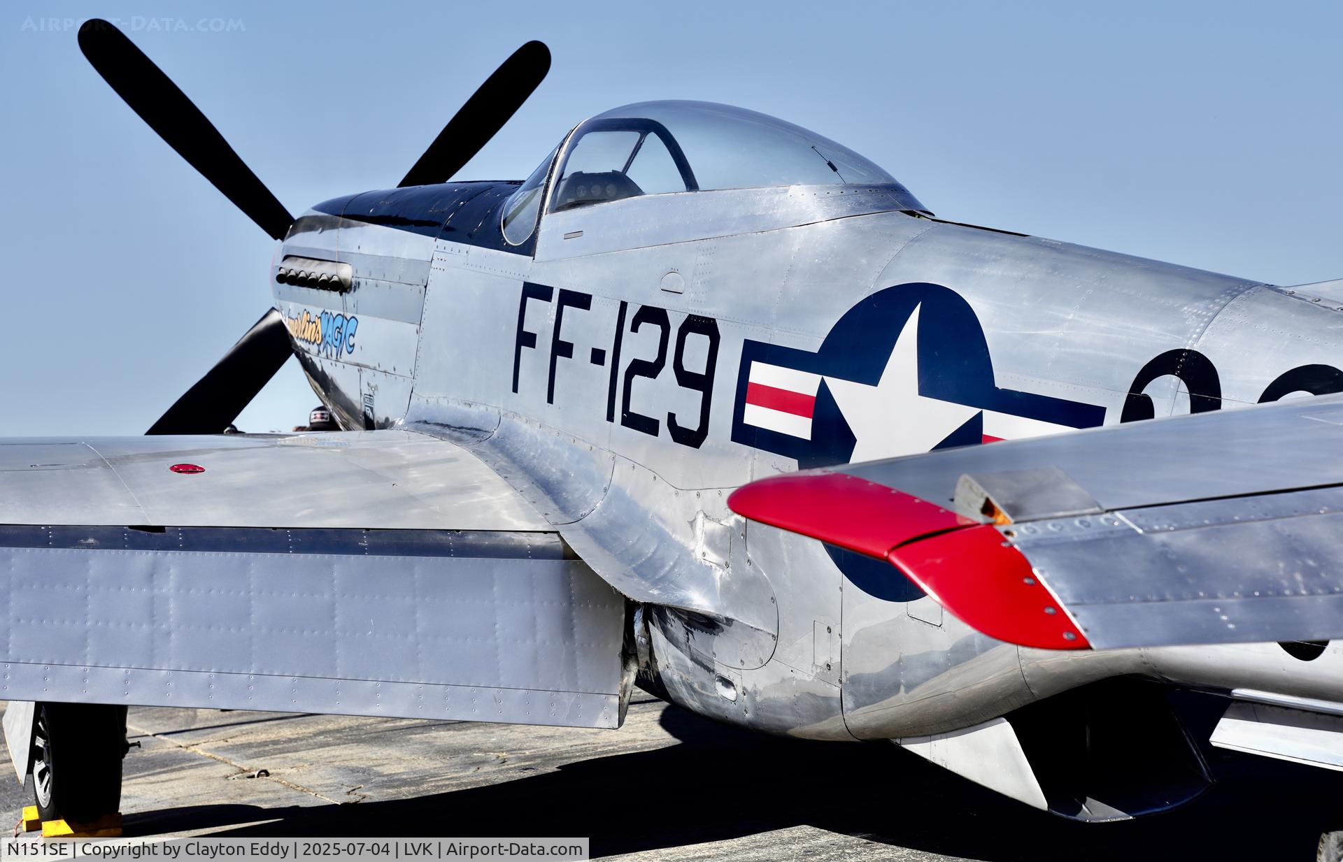N151SE, 1944 North American P-51D Mustang C/N 122-39588 (44-73129), 4th July Livermore airport in California 2025