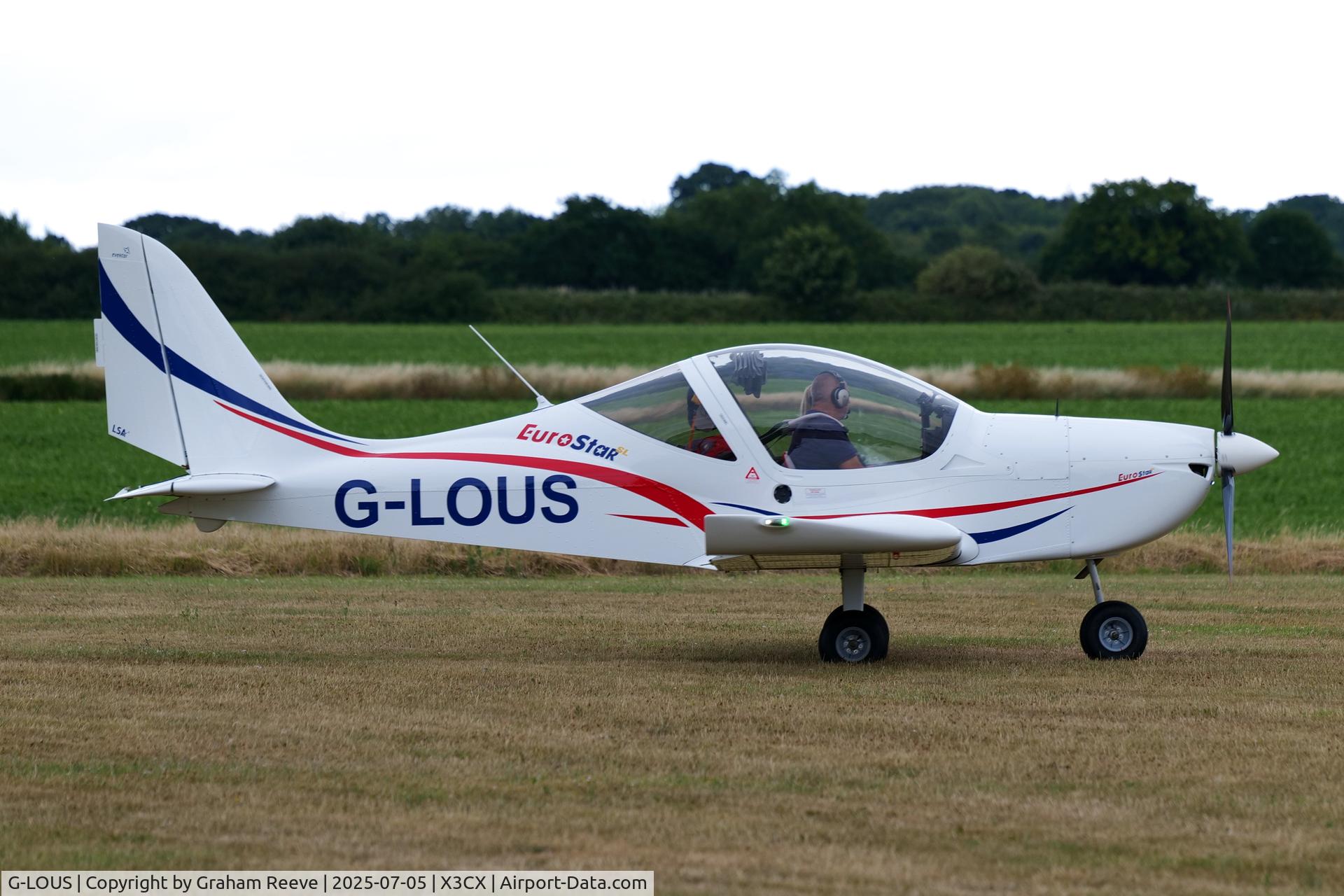 G-LOUS, 2016 Evektor EV-97 Eurostar SL C/N 2016-4234, Just landed at Northrepps.