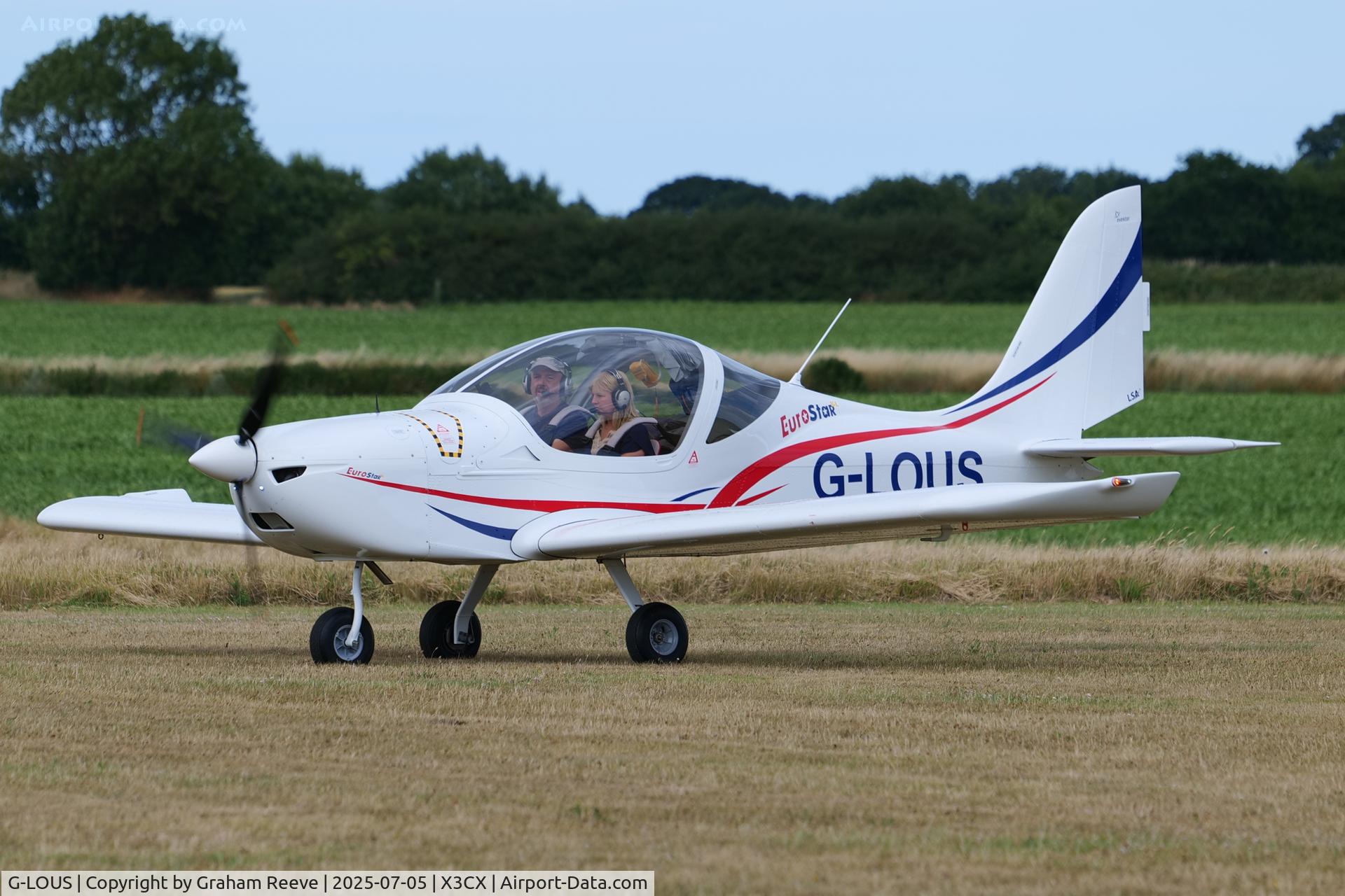 G-LOUS, 2016 Evektor EV-97 Eurostar SL C/N 2016-4234, Just landed at Northrepps.