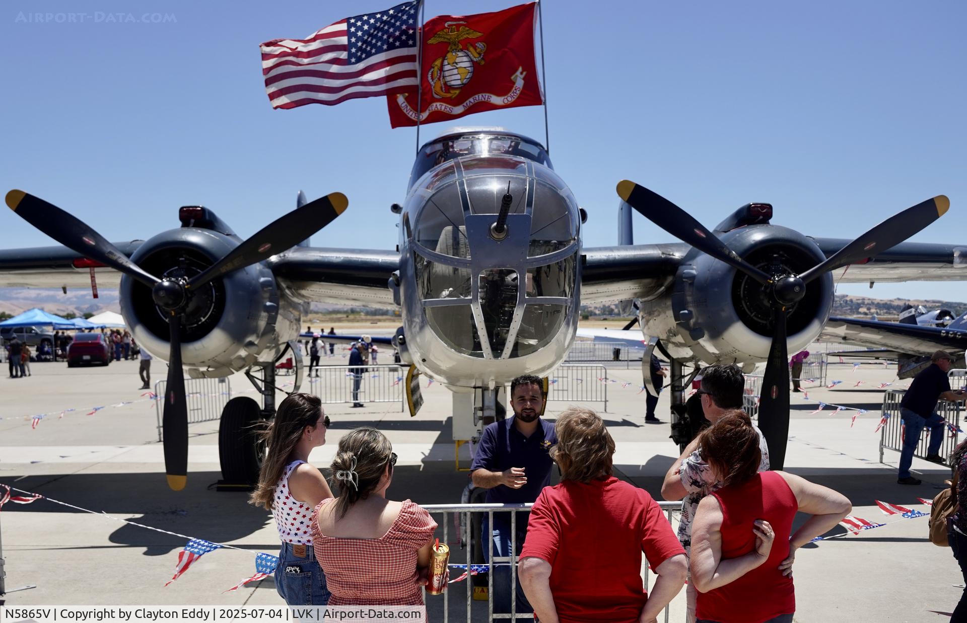 N5865V, 1945 North American B-25J Mitchell Mitchell C/N 108-34263, 4th July Livermore airport in California 2025