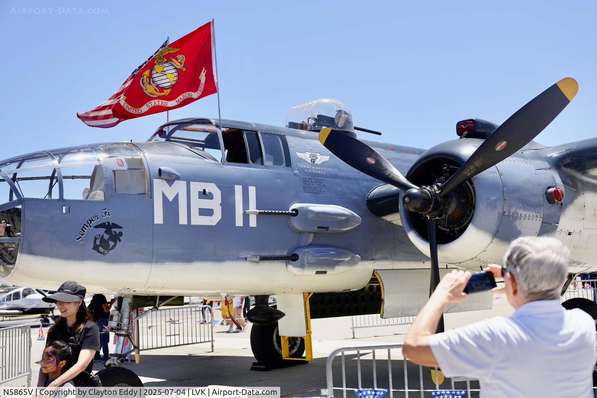 N5865V, 1945 North American B-25J Mitchell Mitchell C/N 108-34263, 4th July Livermore airport in California 2025