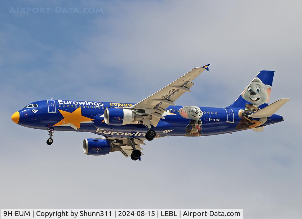 9H-EUM, 2007 Airbus A320-214 C/N 3121, Landing rwy 24R in Europa Park c/s