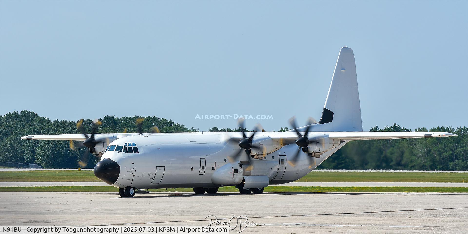 N91BU, 2023 Lockheed Martin LM-100J Super Hercules C/N 382-5967, Clean white Herc stops in to clear US Customs