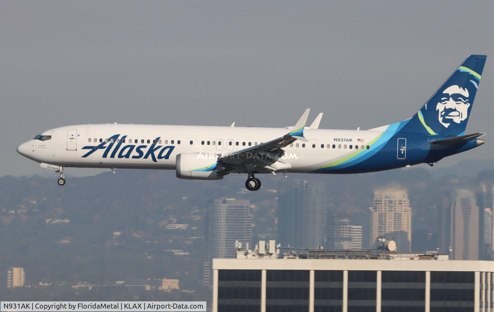 N931AK, 2021 Boeing 737 Max 9 C/N 43353, ASA 737-9 zx geg-lax