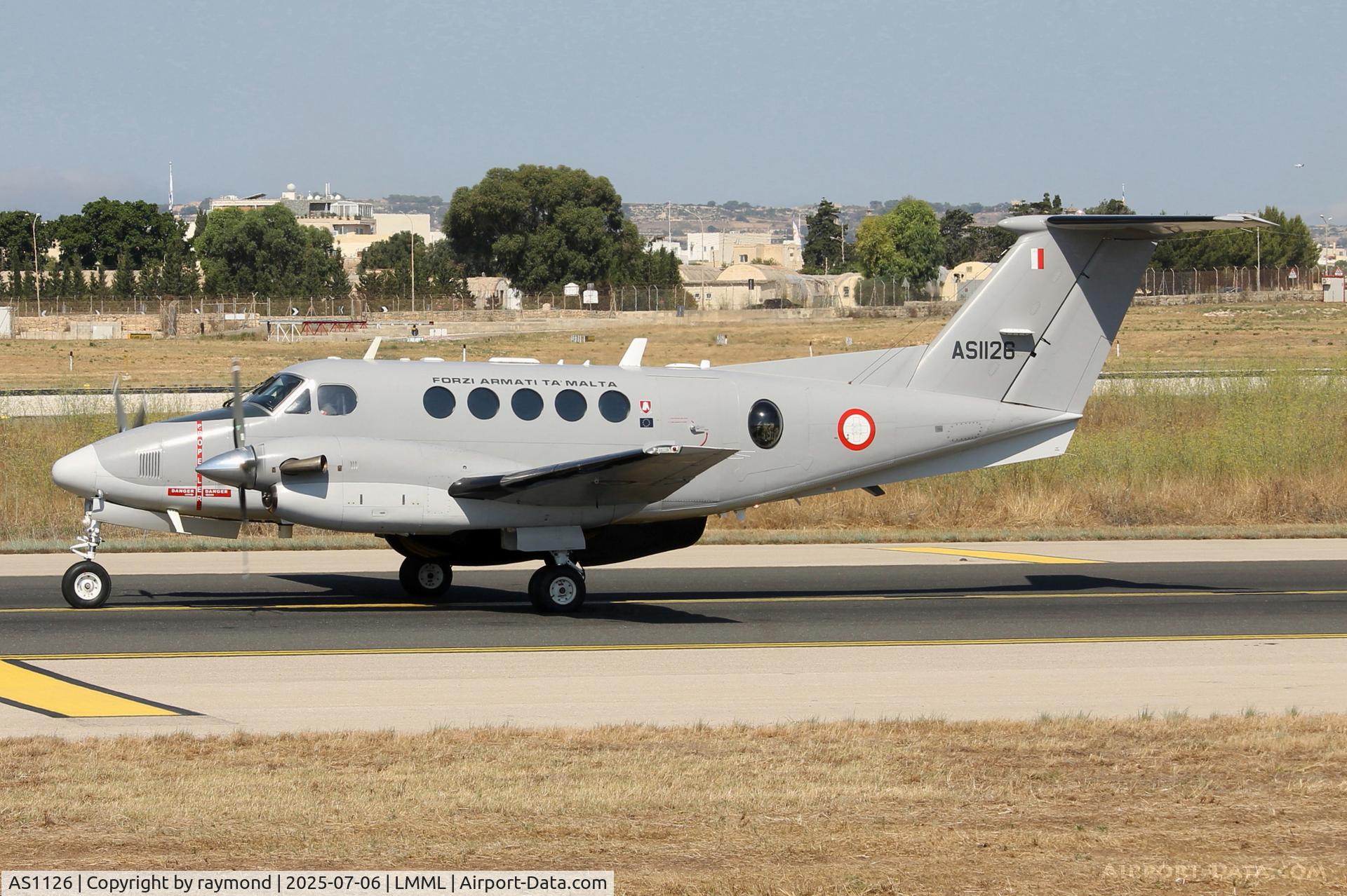 AS1126, 2010 Hawker Beechcraft B200 King Air C/N BB-2016, Hawker Beechcraft B200 King Air reg AS1126 of the Armed Forces of Malta on the taxiway preparing to depart for a local sortie.