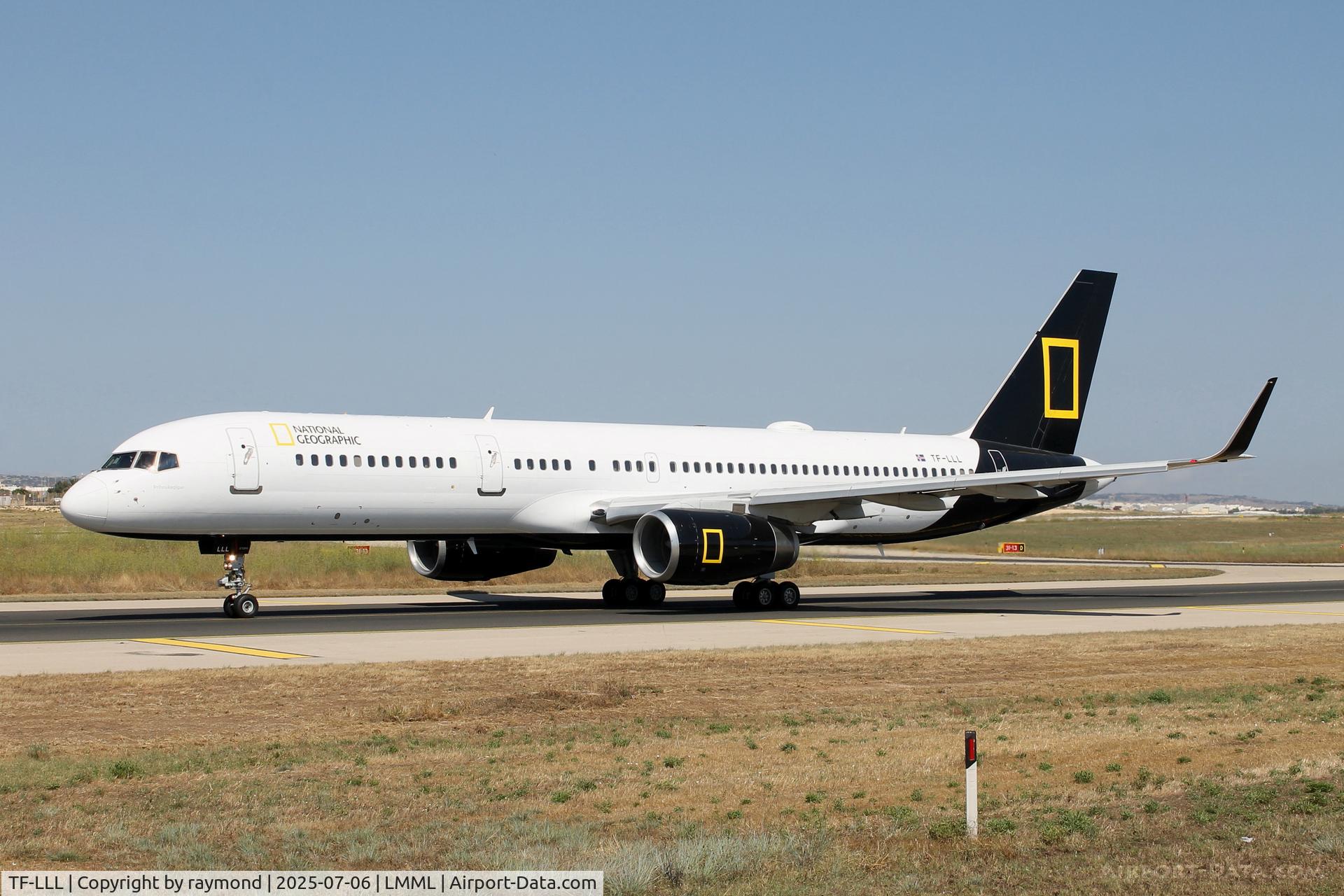 TF-LLL, 2000 Boeing 757-256 C/N 29307, Boeing 757-256 reg TF-LLL of Icelandair carrying the National Geographic emblem taxying out from Park No9 while departing from Malta.