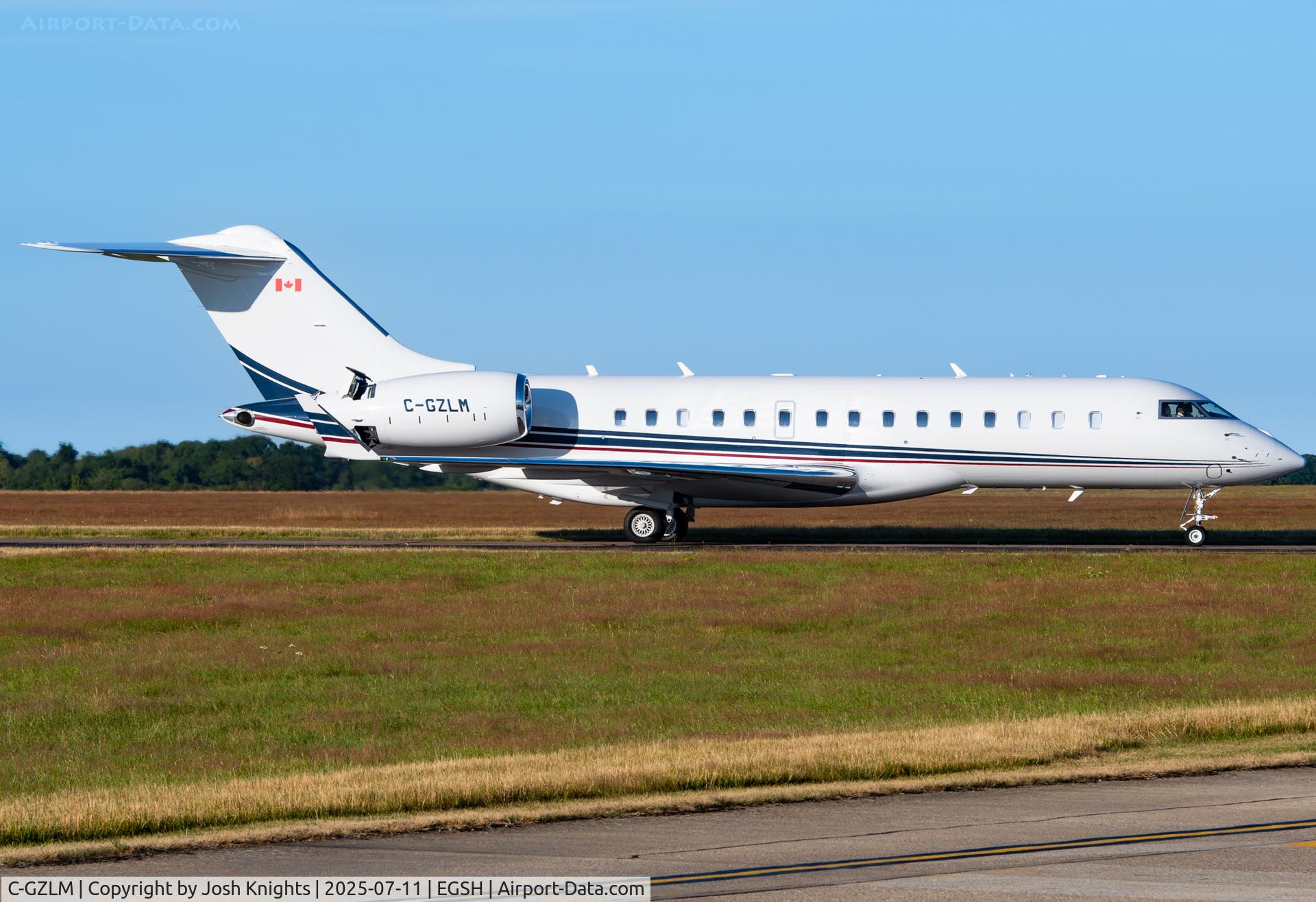 C-GZLM, 2023 Bombardier BD-700 1A10 Global 6500 C/N 60114, Arriving at Norwich.