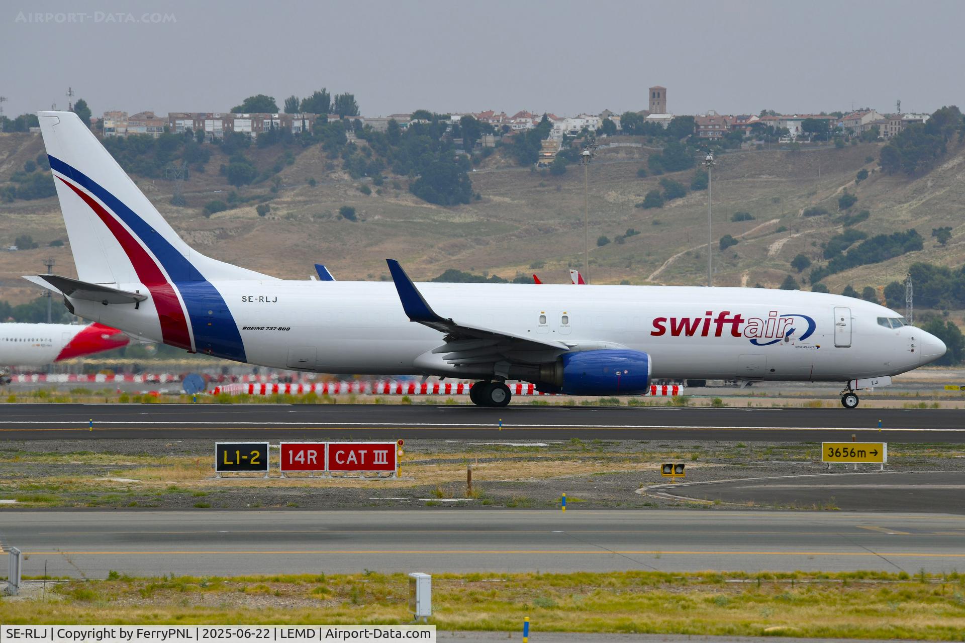 SE-RLJ, 2003 Boeing 737-8Q8 C/N 30671, Swiftair B738F lined-up for departure