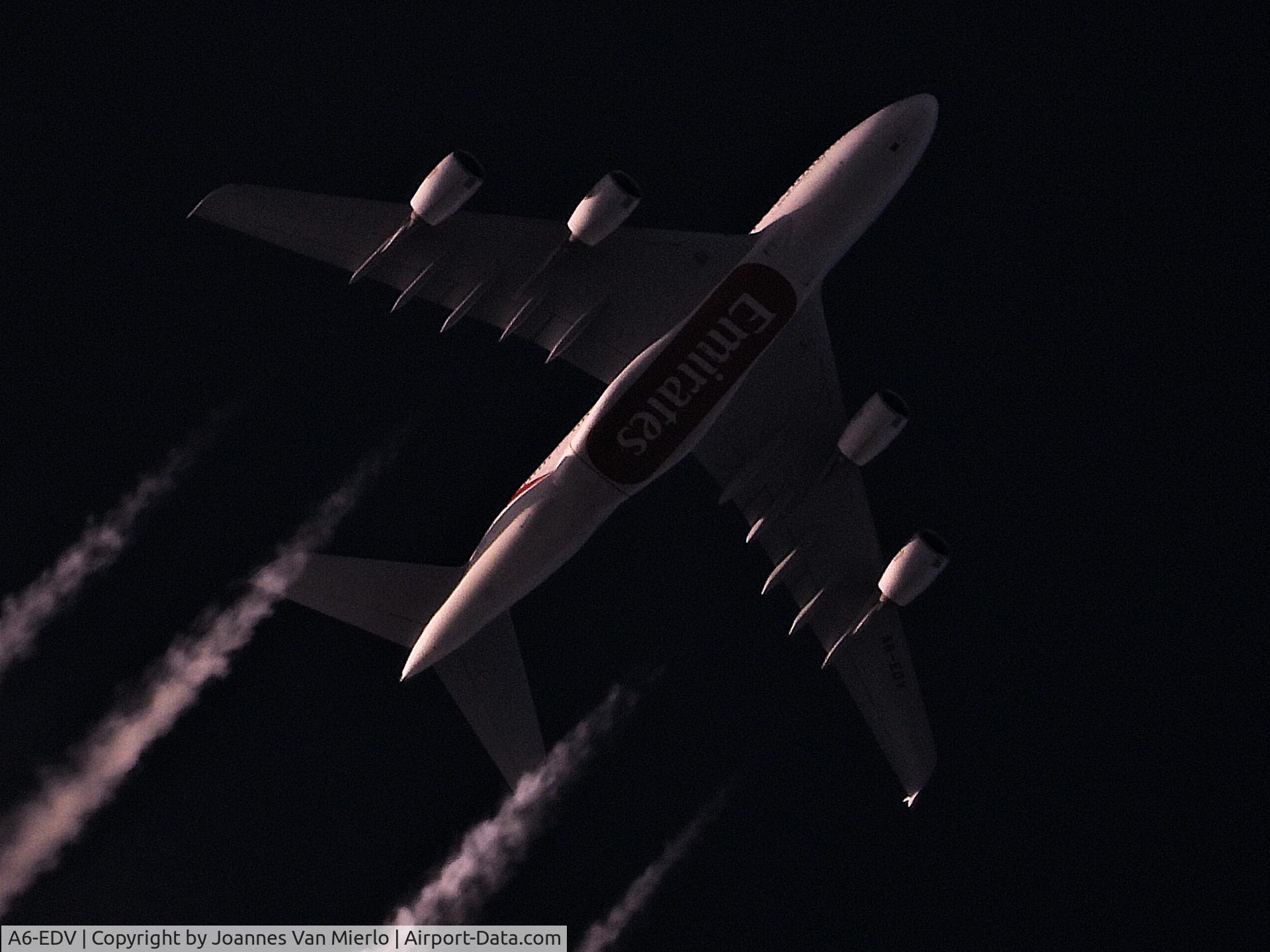 A6-EDV, 2011 Airbus A380-861 C/N 101, Cruising over Belgium