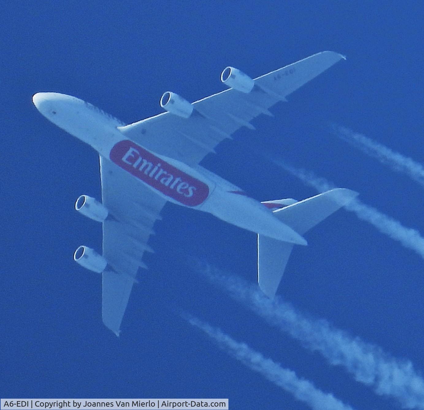 A6-EDI, 2009 Airbus A380-861 C/N 028, Cruising over Belgium