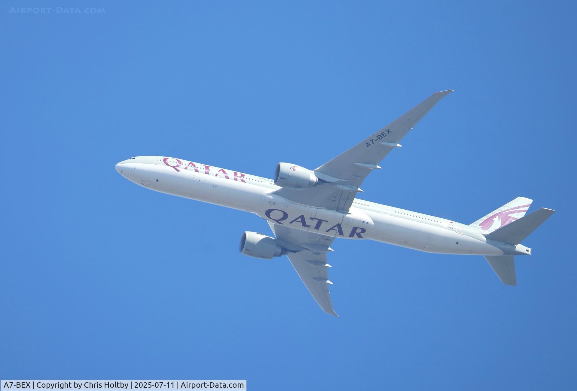 A7-BEX, 2018 Boeing 777-3DZ/ER C/N 65305, Over Potters Bar, Herts