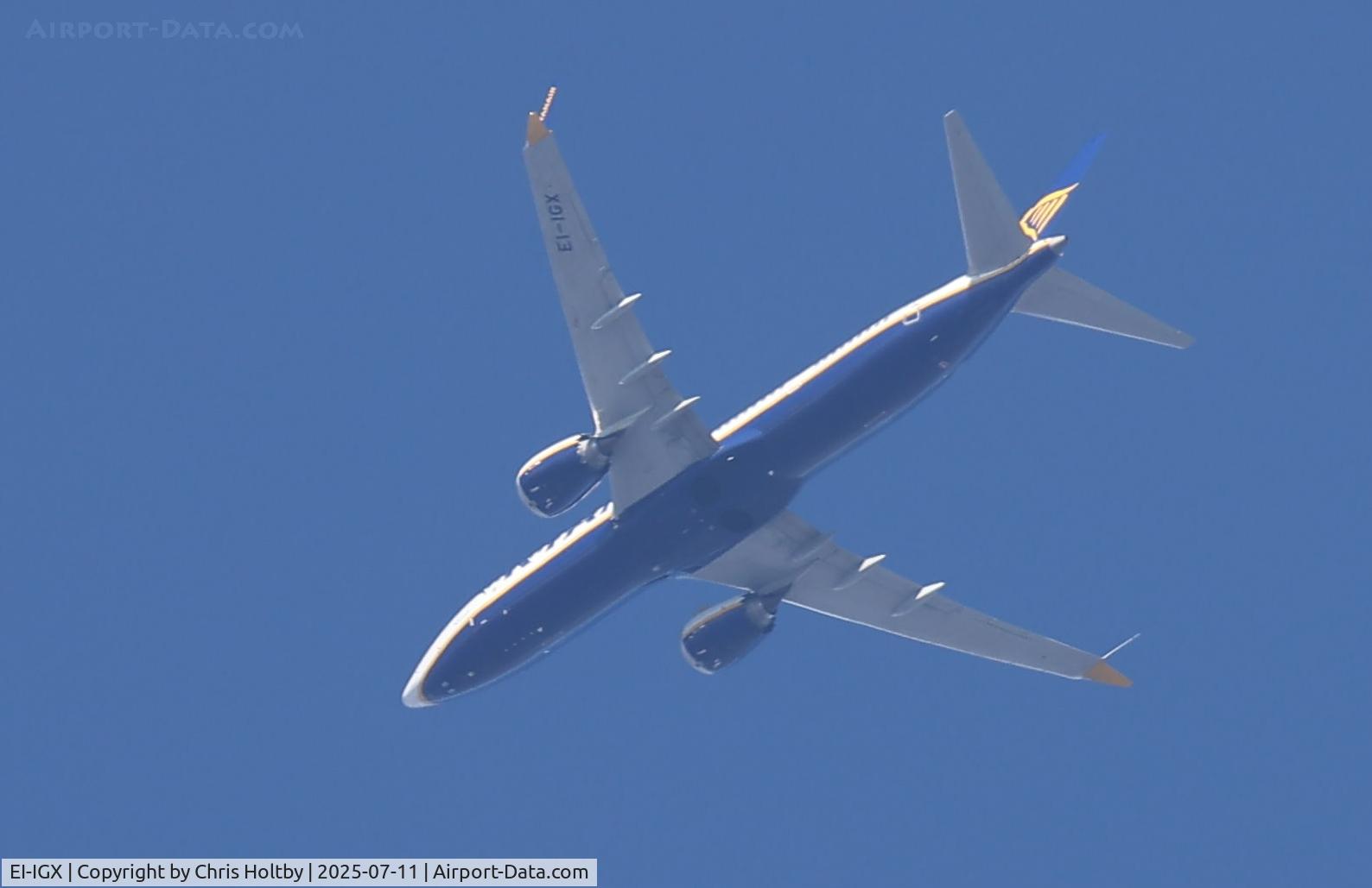 EI-IGX, 2023 Boeing 737 MAX 8-200 C/N 67076, Over Potters Bar, Herts