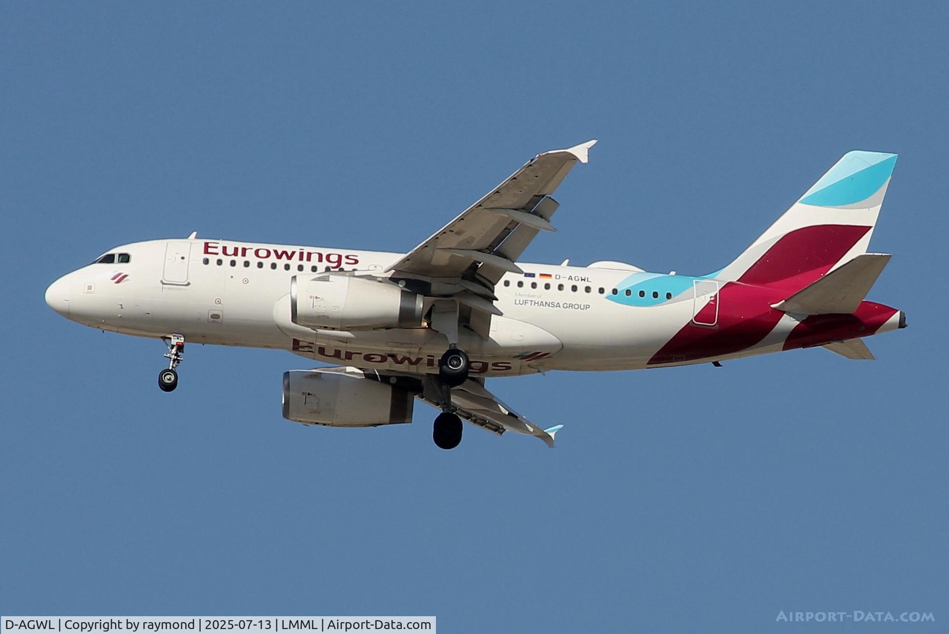 D-AGWL, 2008 Airbus A319-132 C/N 3534, Airbus A319-132 reg D-AGWL of Eurowings landing in Malta RW13.