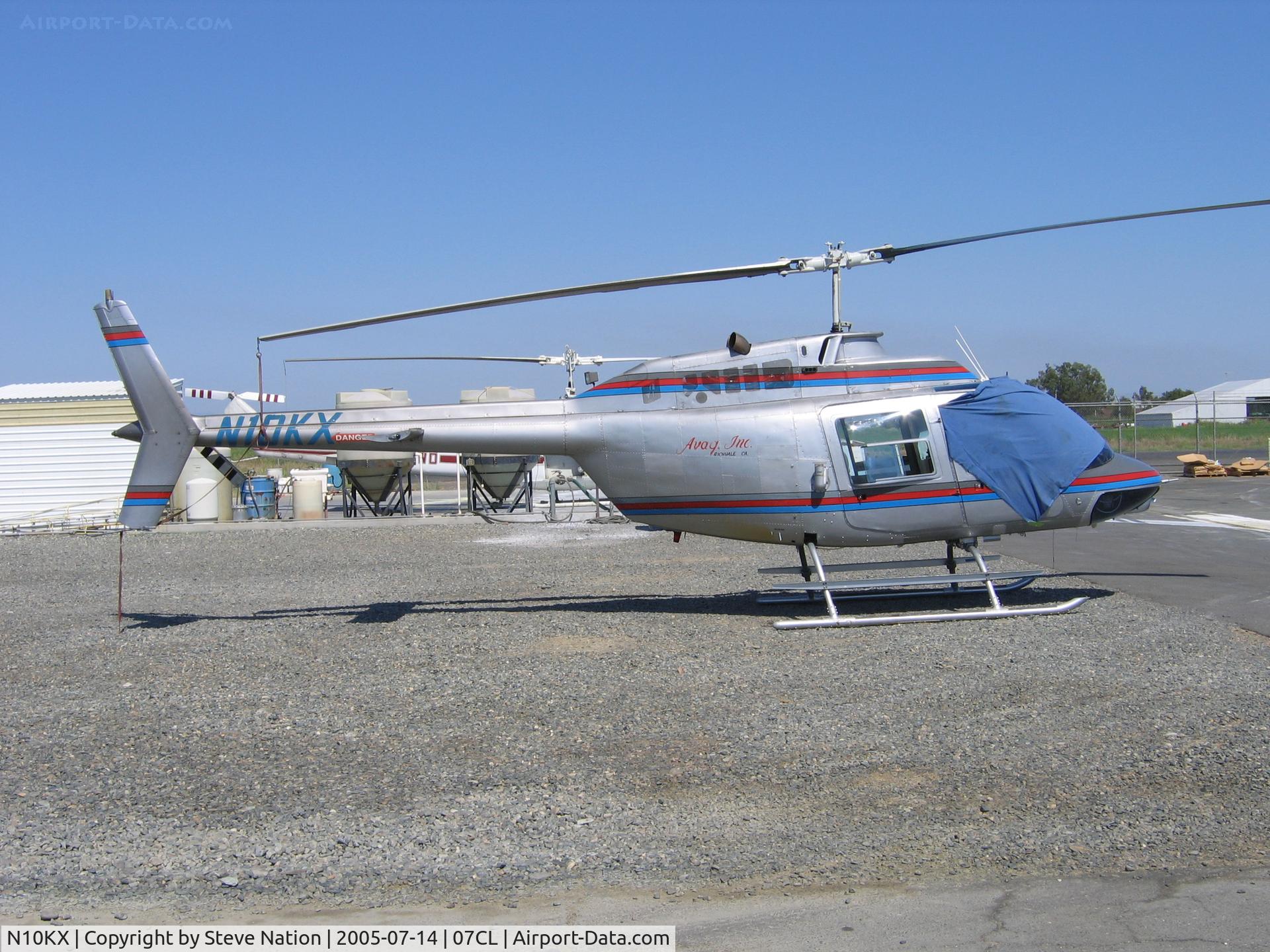 N10KX, 1975 Bell 206B JetRanger II C/N 1628, Av Ag Inc. 1975 Bell 206B powerline patrol helo at their Richvale, CA base
