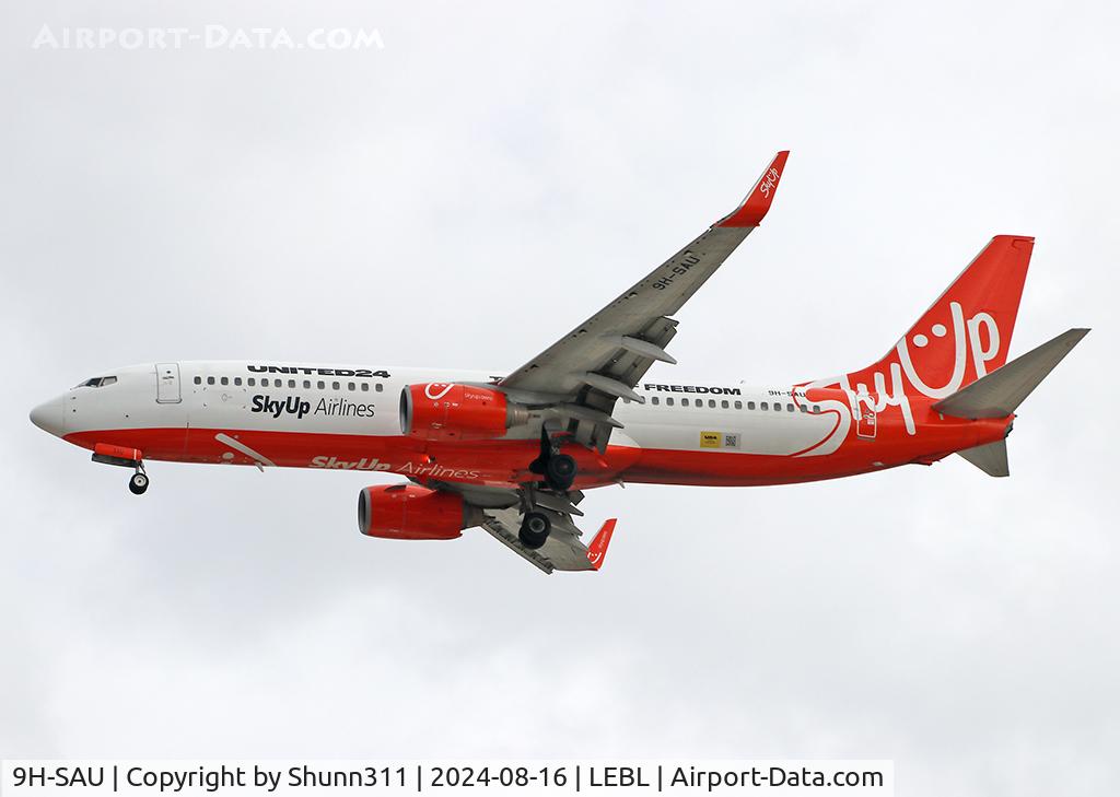 9H-SAU, 2011 Boeing 737-8KN C/N 40249, Landing rwy 24R with additional titles on fuselage...