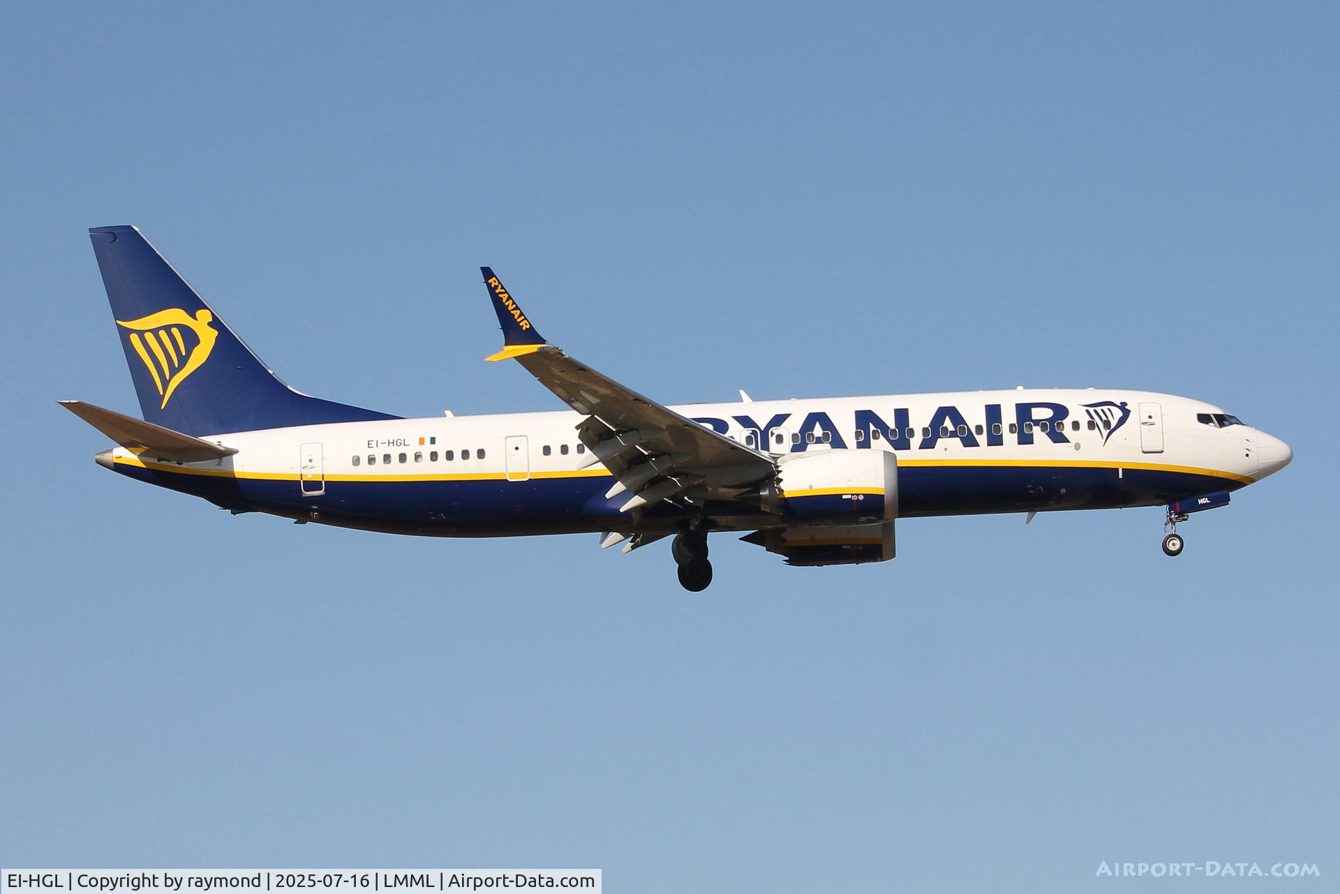 EI-HGL, 2022 Boeing 737-8-200 MAX C/N 65081, Boeing 737-8-200 MAX reg EI-HGL of Ryanair landing in Malta.