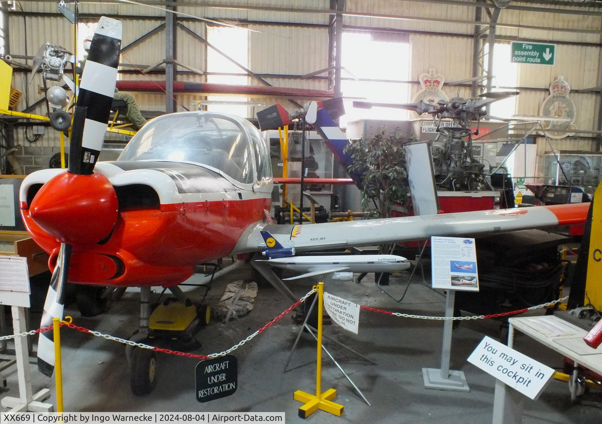 XX669, 1975 Scottish Aviation Bulldog T.1 C/N BH.120/327, Scottish Aviation Bulldog T1 at the Aeroventure South Yorkshire Aircraft Museum, Doncaster