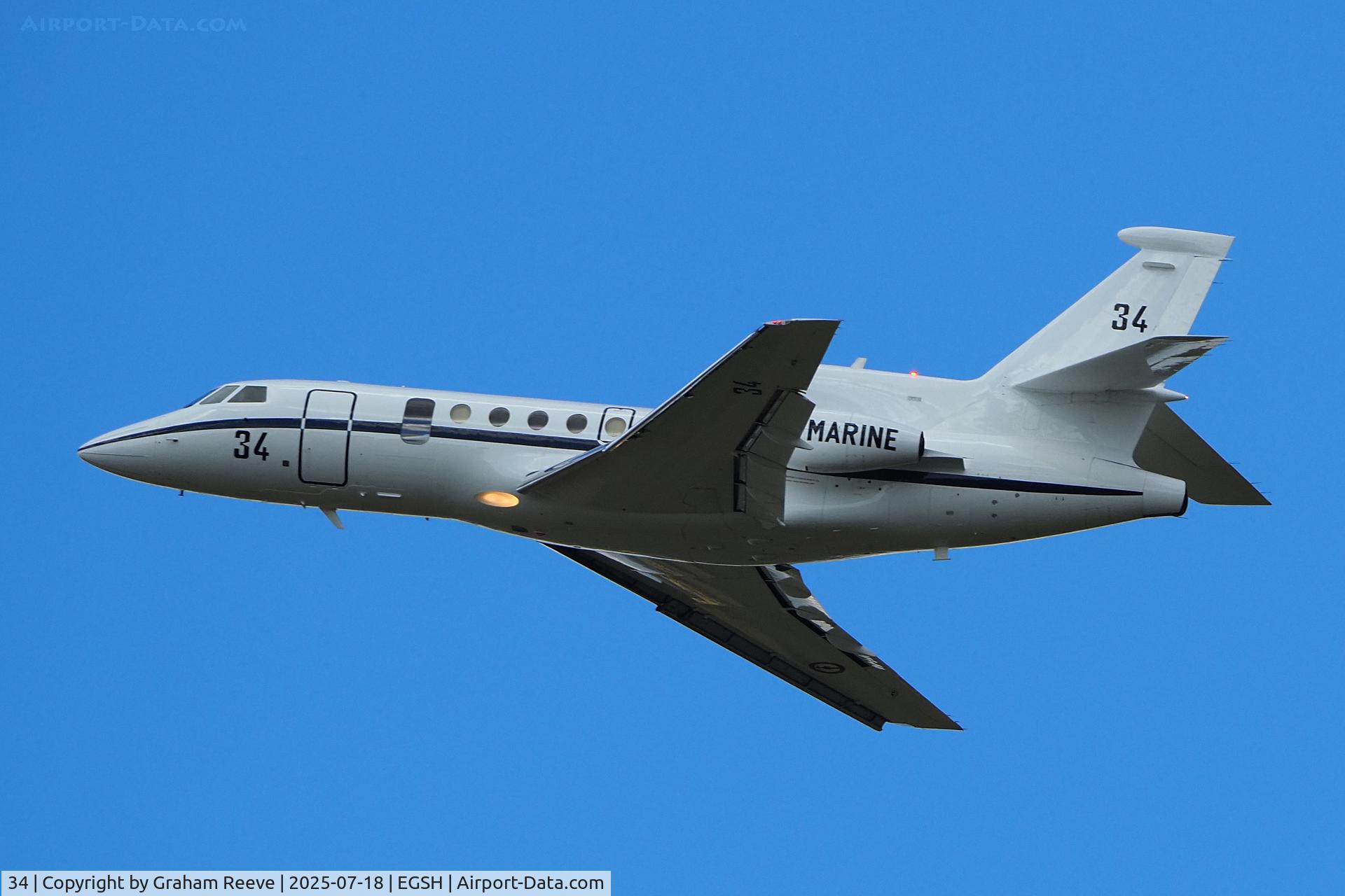 34, 1981 Dassault Falcon 50 C/N 34, Departing from Norwich.