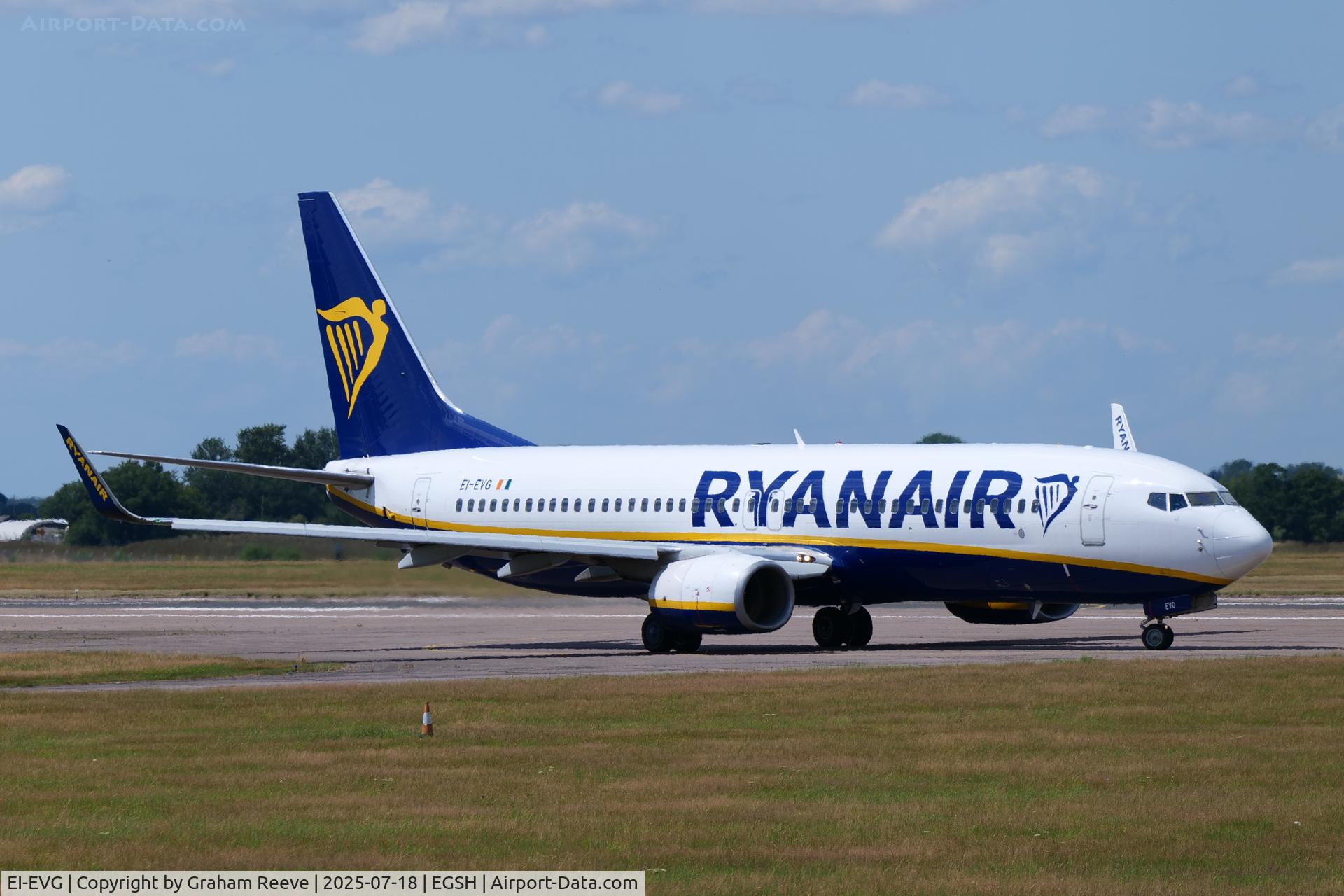 EI-EVG, 2012 Boeing 737-8AS C/N 40292, Departing from Norwich.