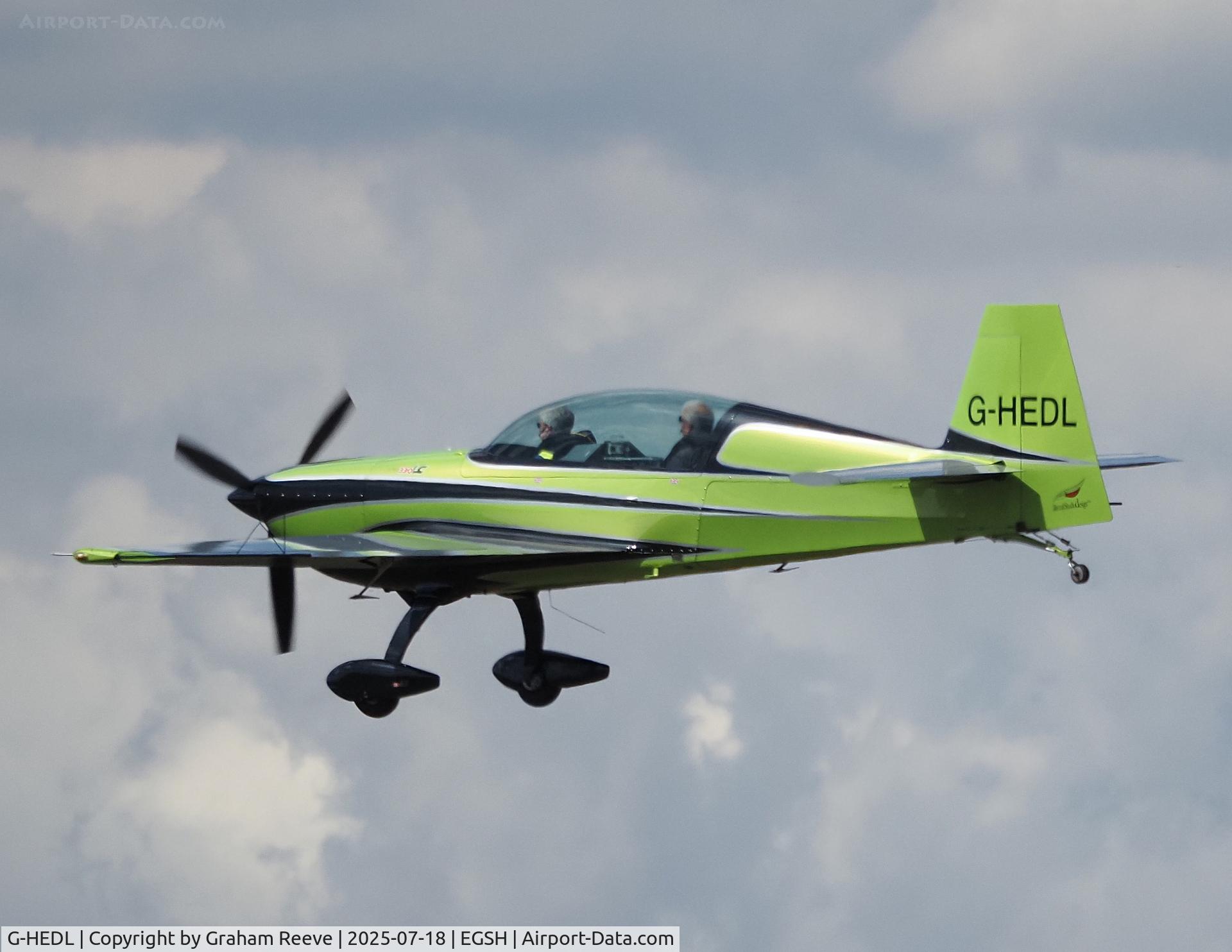 G-HEDL, 2017 Extra EA-300/LC C/N LC064, Landing at Norwich.
