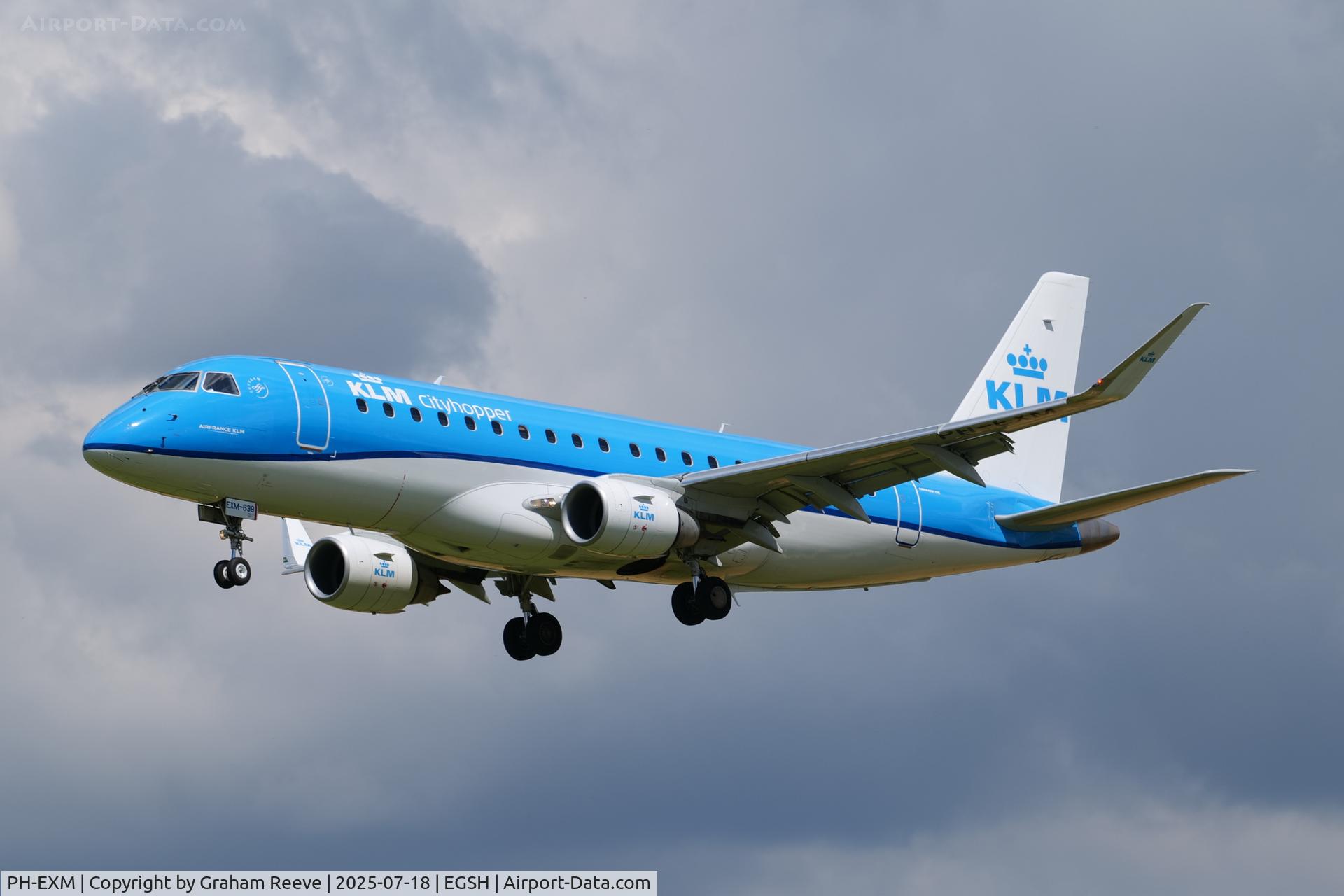 PH-EXM, 2017 Embraer 175STD (ERJ-170-200) C/N 17000639, Landing at Norwich.