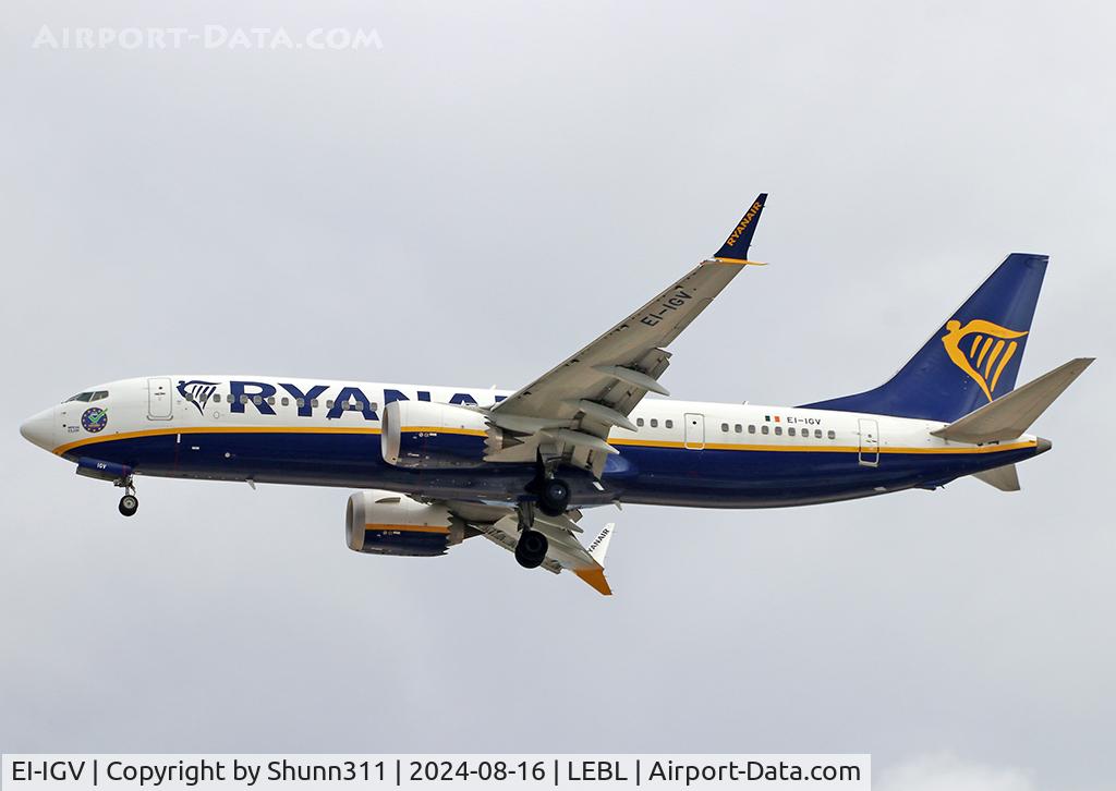 EI-IGV, 2023 Boeing 737-8 200 C/N 62353, Landing rwy 24R with additional patch on nose...