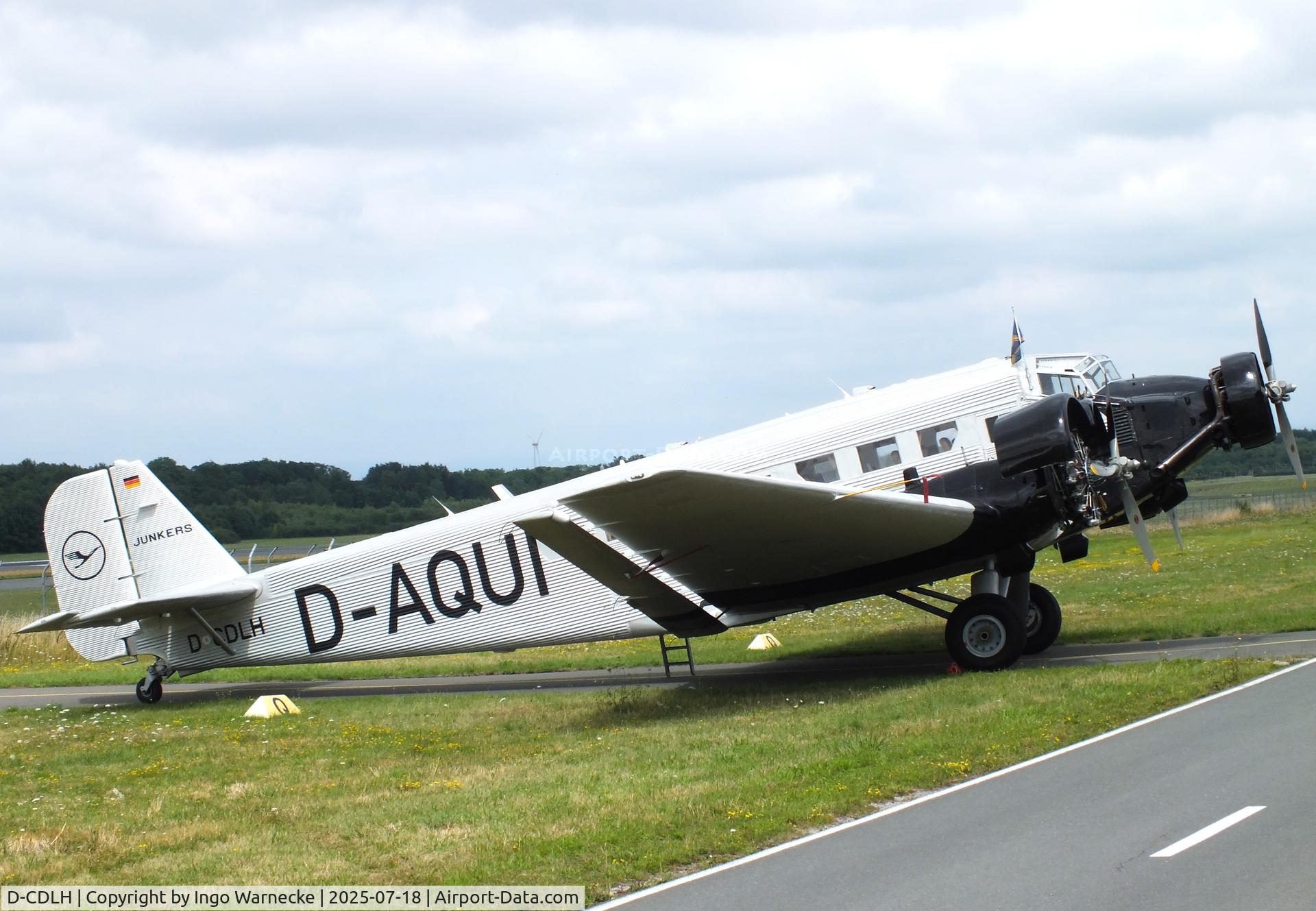D-CDLH, 1936 Junkers Ju-52/3m C/N 130714, Junkers Ju 52/3m displayed outside by the Quax-Flieger e.V. at PAD Paderborn Lippstadt airport for the last time before being disassembled and  moved to FRA to be displayed at its final home in a new Lufthansa building