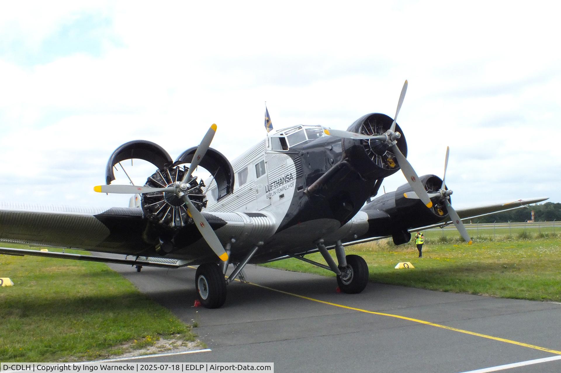 D-CDLH, 1936 Junkers Ju-52/3m C/N 130714, Junkers Ju 52/3m displayed outside by the Quax-Flieger e.V. at PAD Paderborn Lippstadt airport for the last time before being disassembled and  moved to FRA to be displayed at its final home in a new Lufthansa building