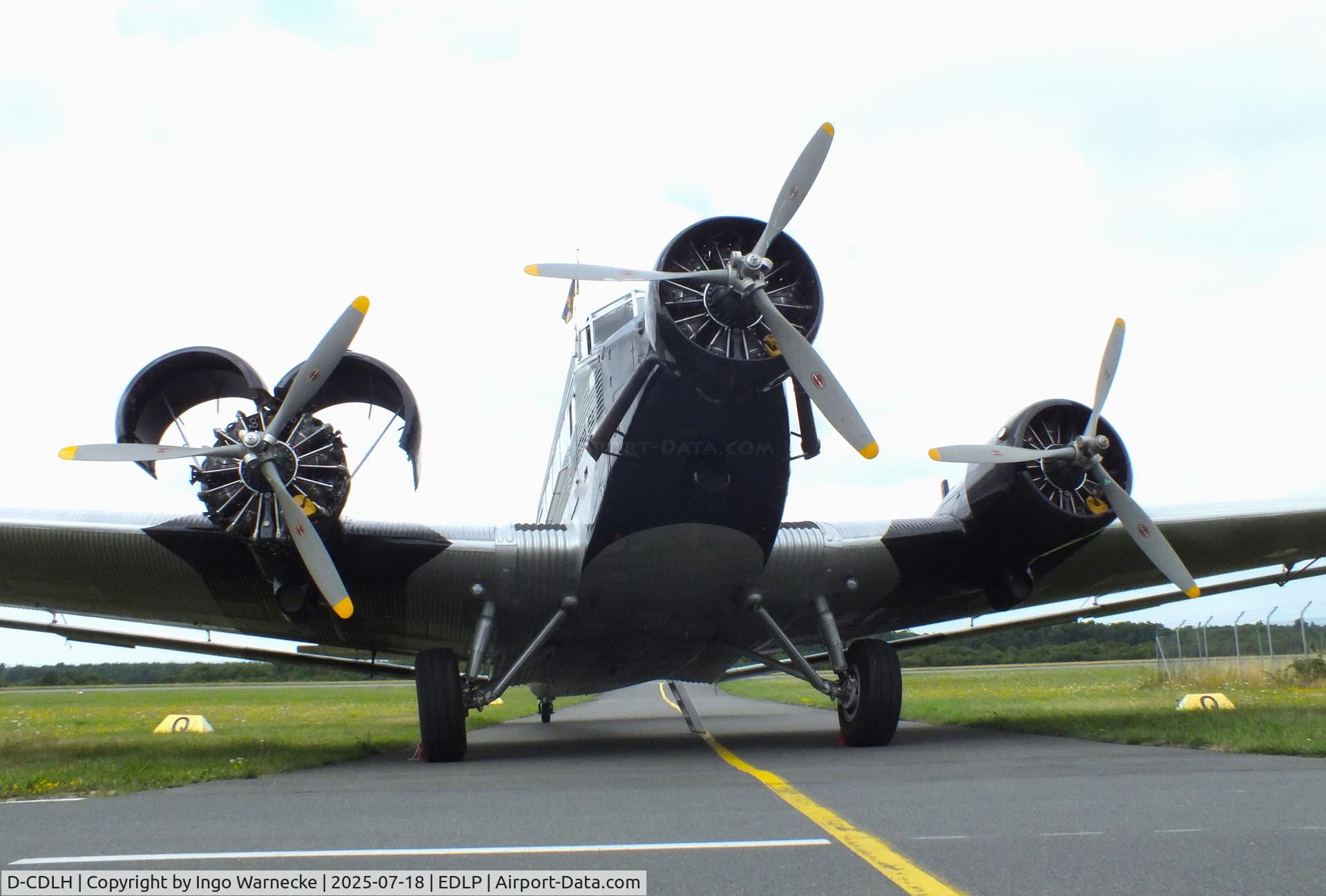 D-CDLH, 1936 Junkers Ju-52/3m C/N 130714, Junkers Ju 52/3m displayed outside by the Quax-Flieger e.V. at PAD Paderborn Lippstadt airport for the last time before being disassembled and  moved to FRA to be displayed at its final home in a new Lufthansa building