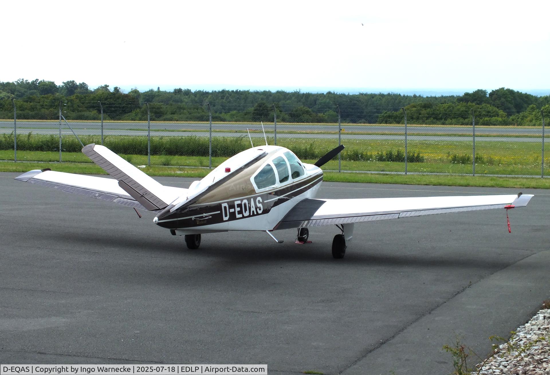 D-EQAS, Beech V-35 Bonanza C/N D-8390, Beechcraft V35 Bonanza at the Quax-Flieger e.V. at PAD Paderborn Lippstadt airport
