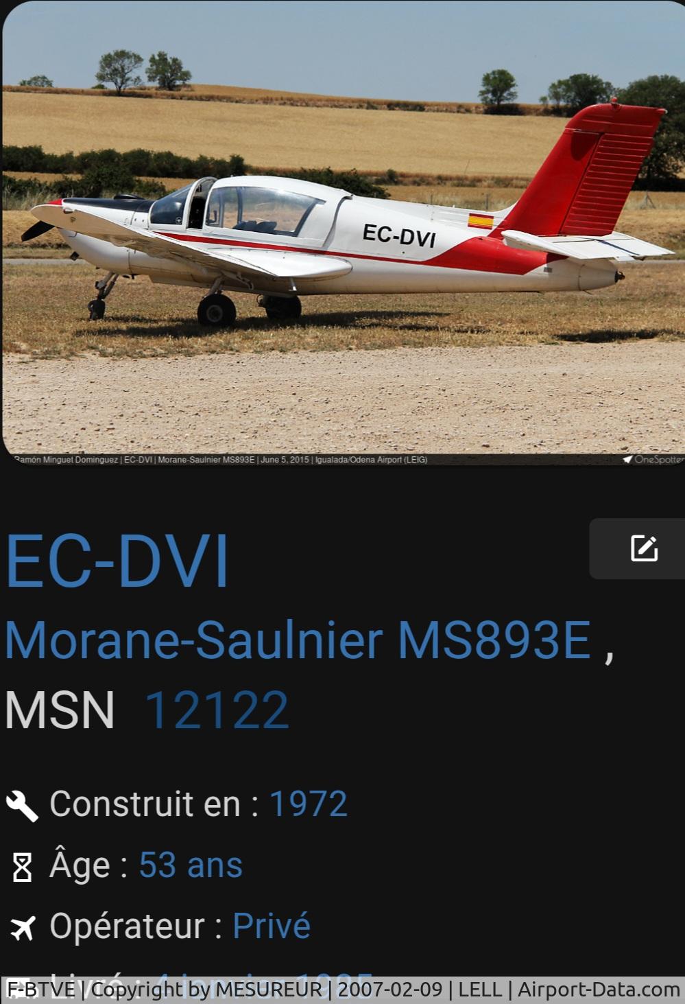 F-BTVE, Socata MS-893E Rallye 180GT C/N 12122, Ex F-BTVE basé à LFAM BERCK SUR MER IN FRANCE du parc d'attractions de BAGATELLE located at MERLIMONT 62 FRANCE, used before to tow advertising baners 1972-1985
