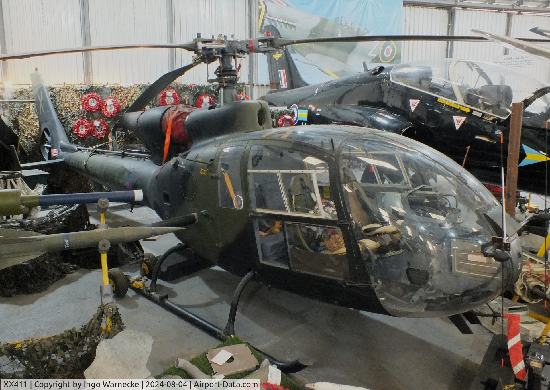 XX411, 1975 Westland SA-341B Gazelle AH1 C/N 1359, Sud Aviation (Westland) SA.341B Gazelle AH1 at the Aeroventure South Yorkshire Aircraft Museum, Doncaster