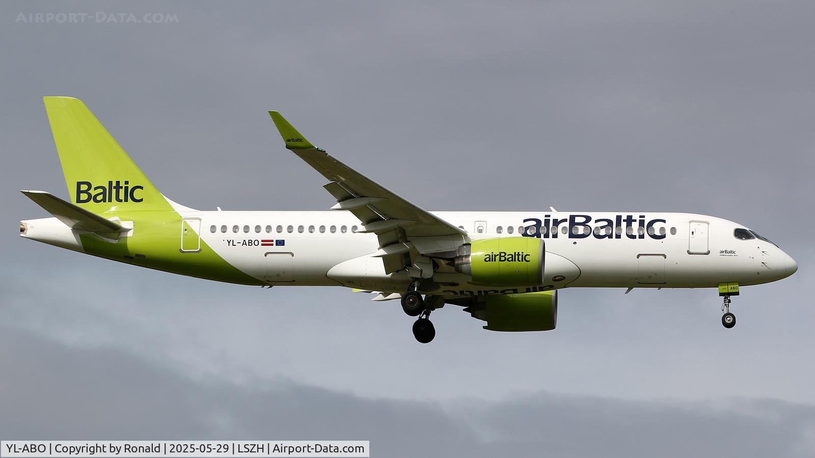 YL-ABO, 2023 Airbus Canada A220-300 C/N 55219, at zrh