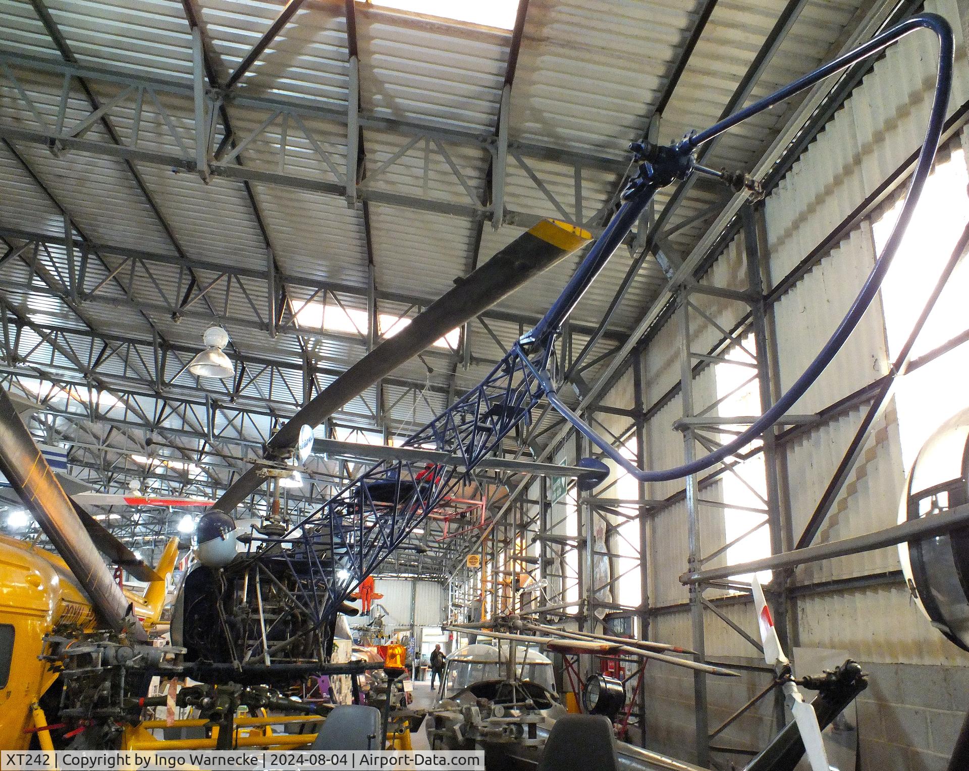 XT242, 1966 Westland Sioux AH.1 C/N WA401, Westland (Westland-Agusta-Bell 47G-3B1) Sioux AH1 (minus tail rotor) at the Aeroventure South Yorkshire Aircraft Museum, Doncaster