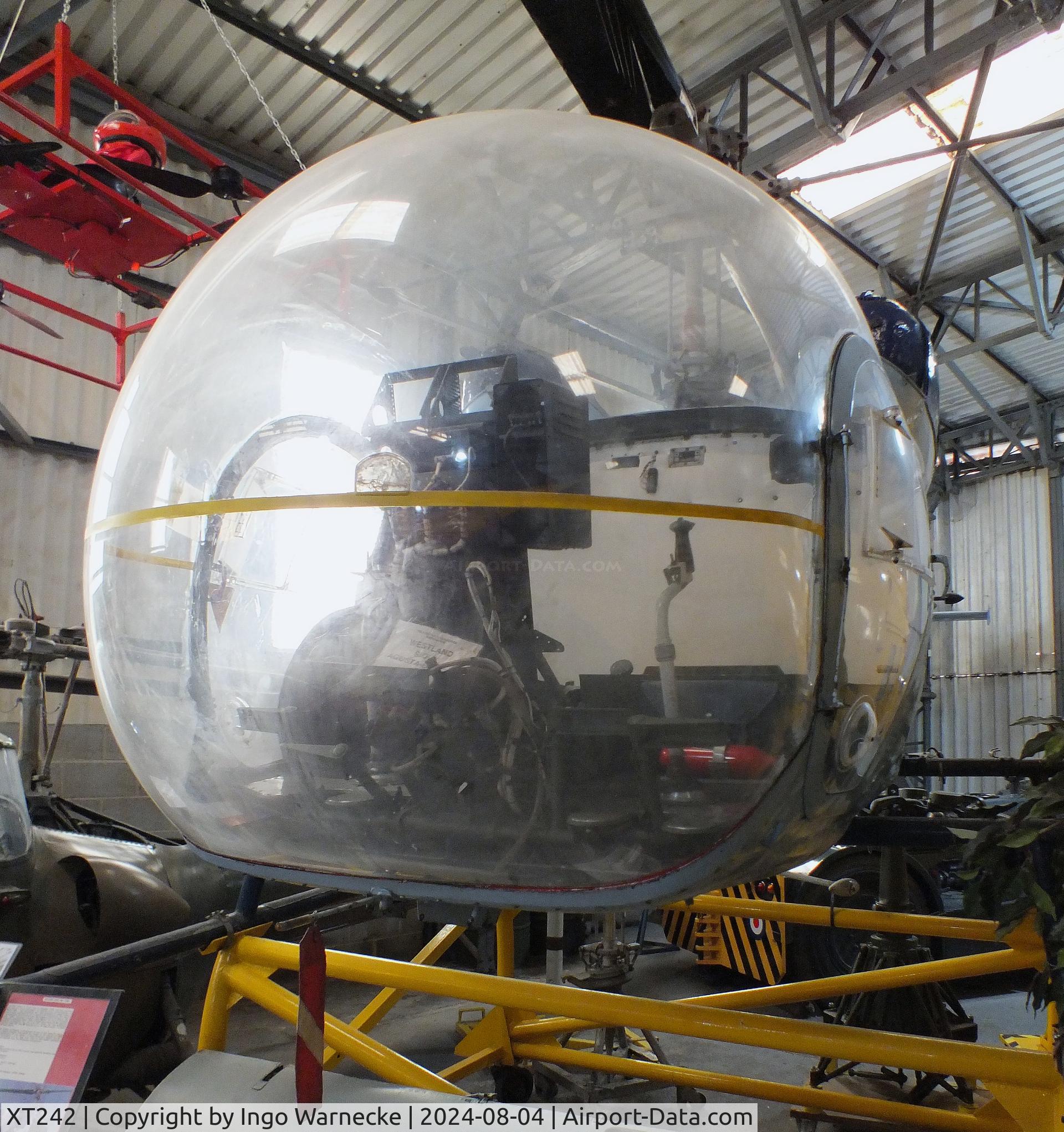 XT242, 1966 Westland Sioux AH.1 C/N WA401, Westland (Westland-Agusta-Bell 47G-3B1) Sioux AH1 (minus tail rotor) at the Aeroventure South Yorkshire Aircraft Museum, Doncaster