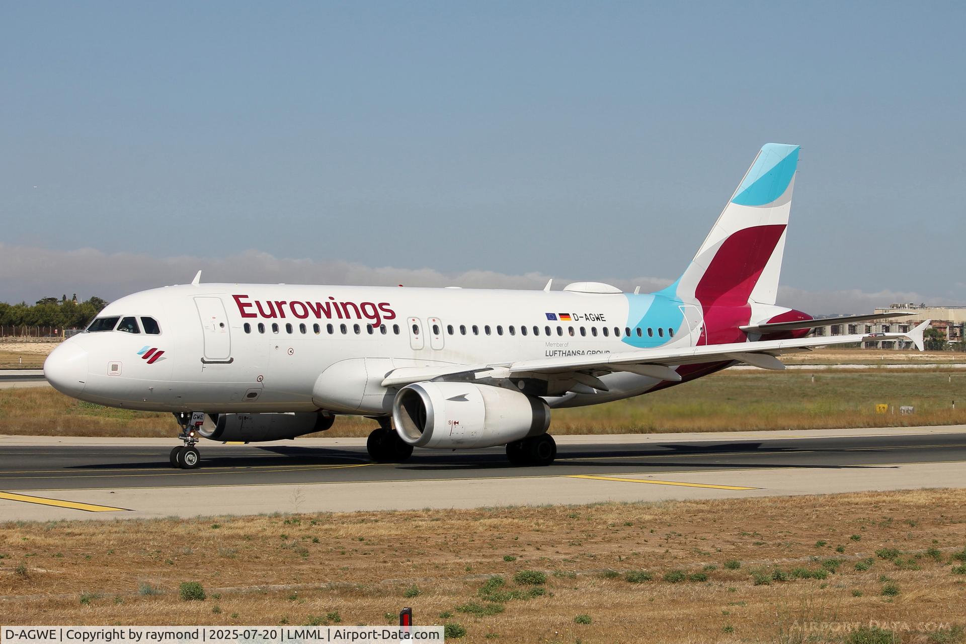 D-AGWE, 2007 Airbus A319-132 C/N 3128, D-AGWE, Airbus A319-132 of Eurowings taxying out for departure from Malta.