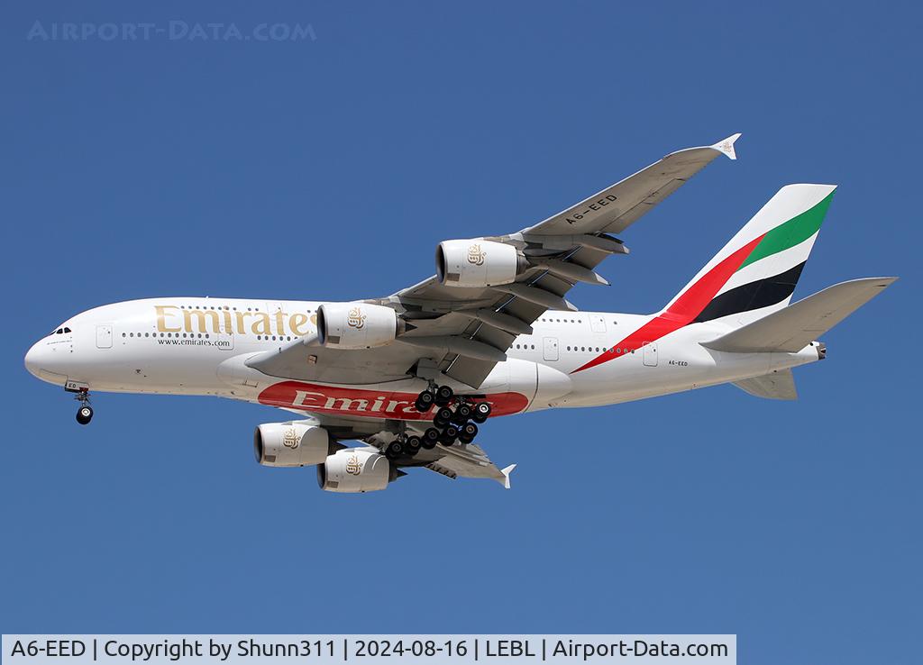 A6-EED, 2012 Airbus A380-861 C/N 111, Landing rwy 24R